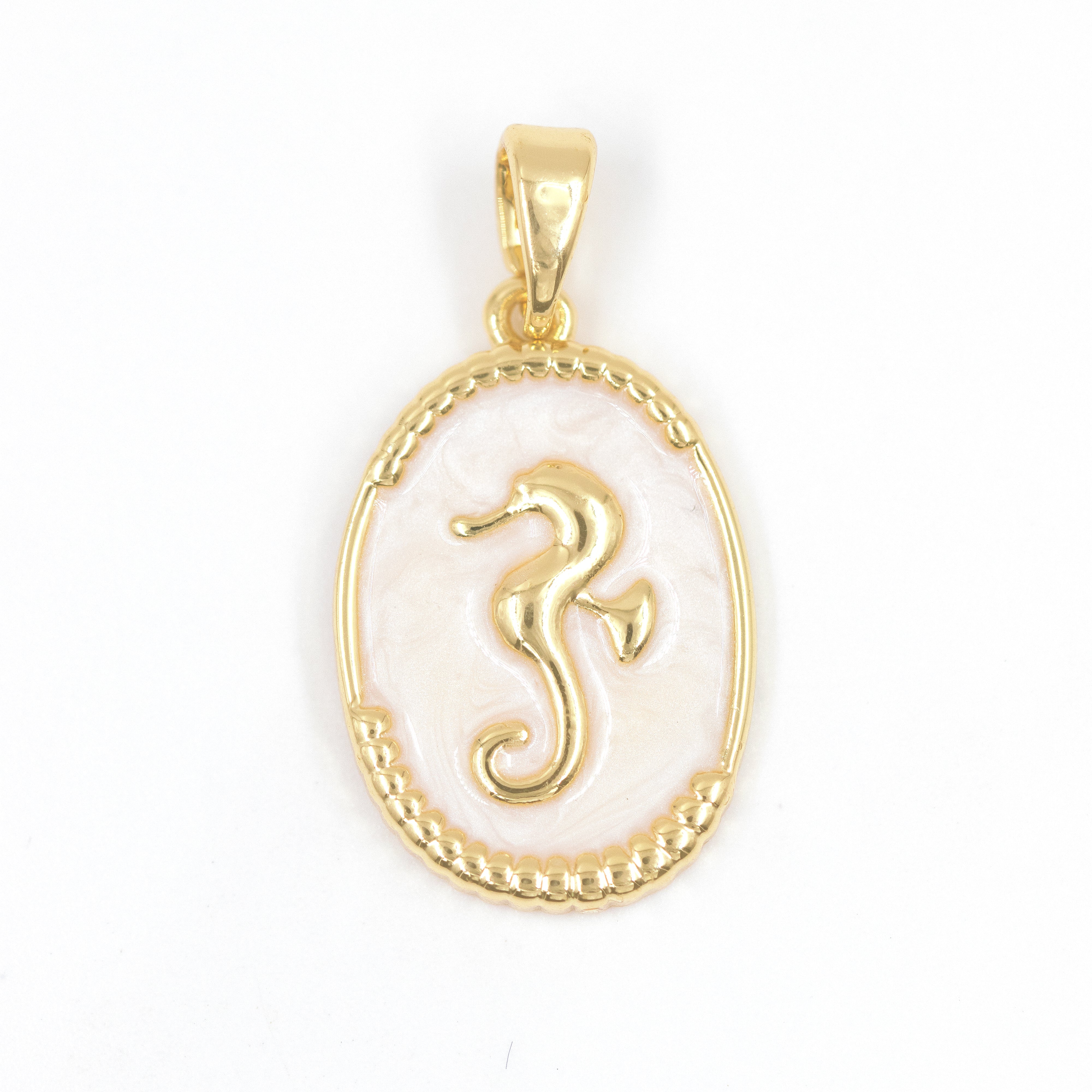 DIJE ESPEJITO CABALLO DE MAR BAÑO EN RODIO