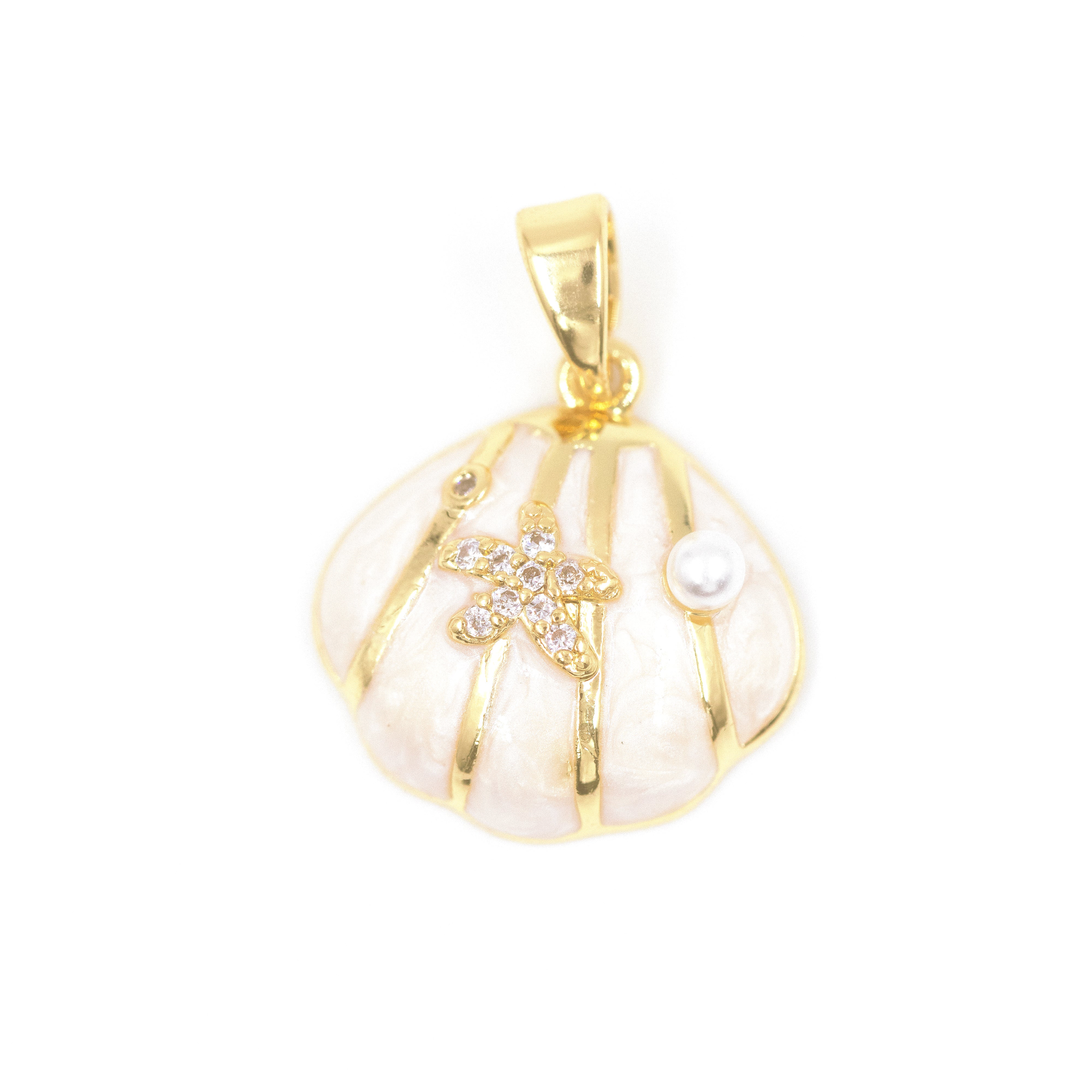 DIJE CONCHA MARMOL BAÑO EN RODIO