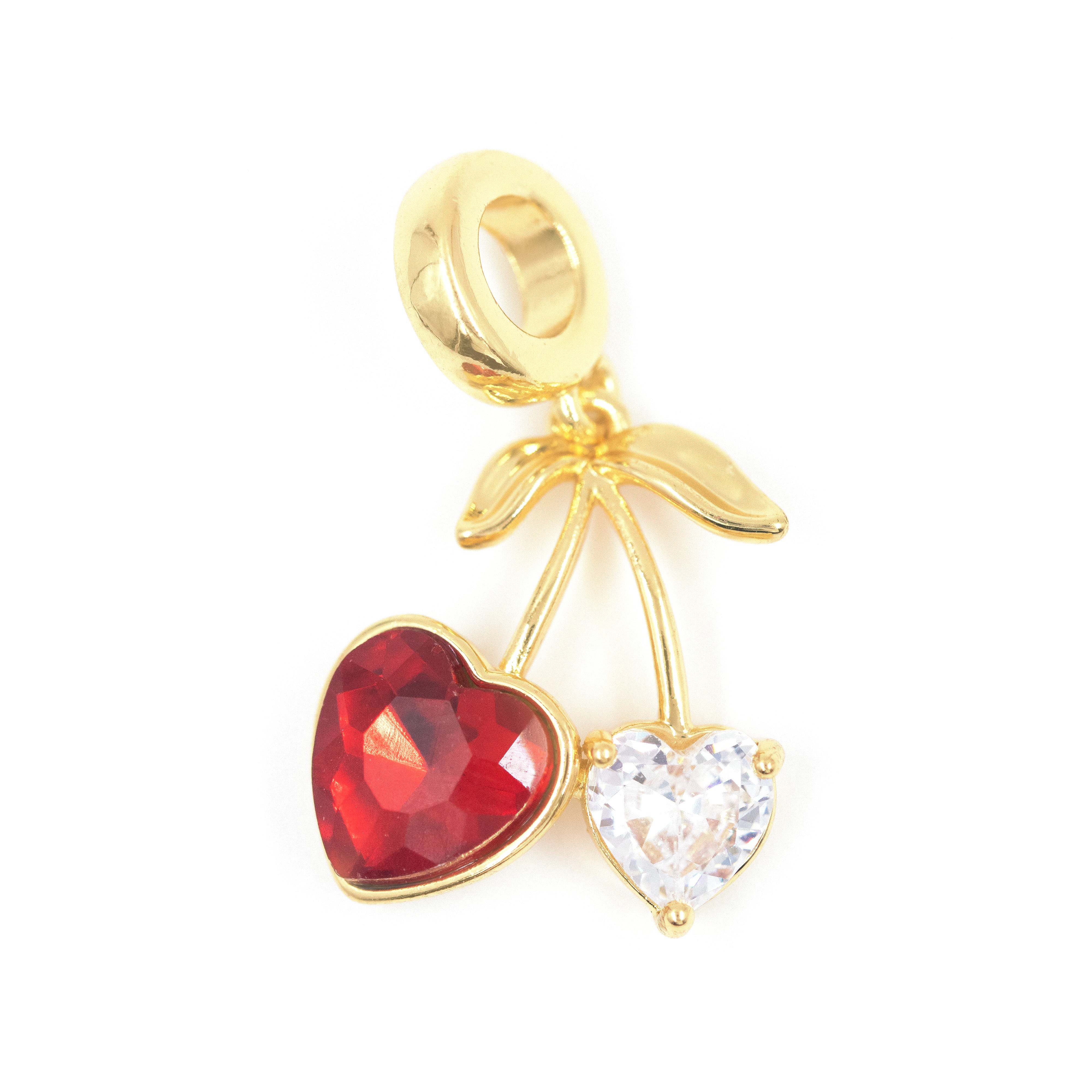 DIJE CHARM CEREZA RUBY BAÑO EN RODIO