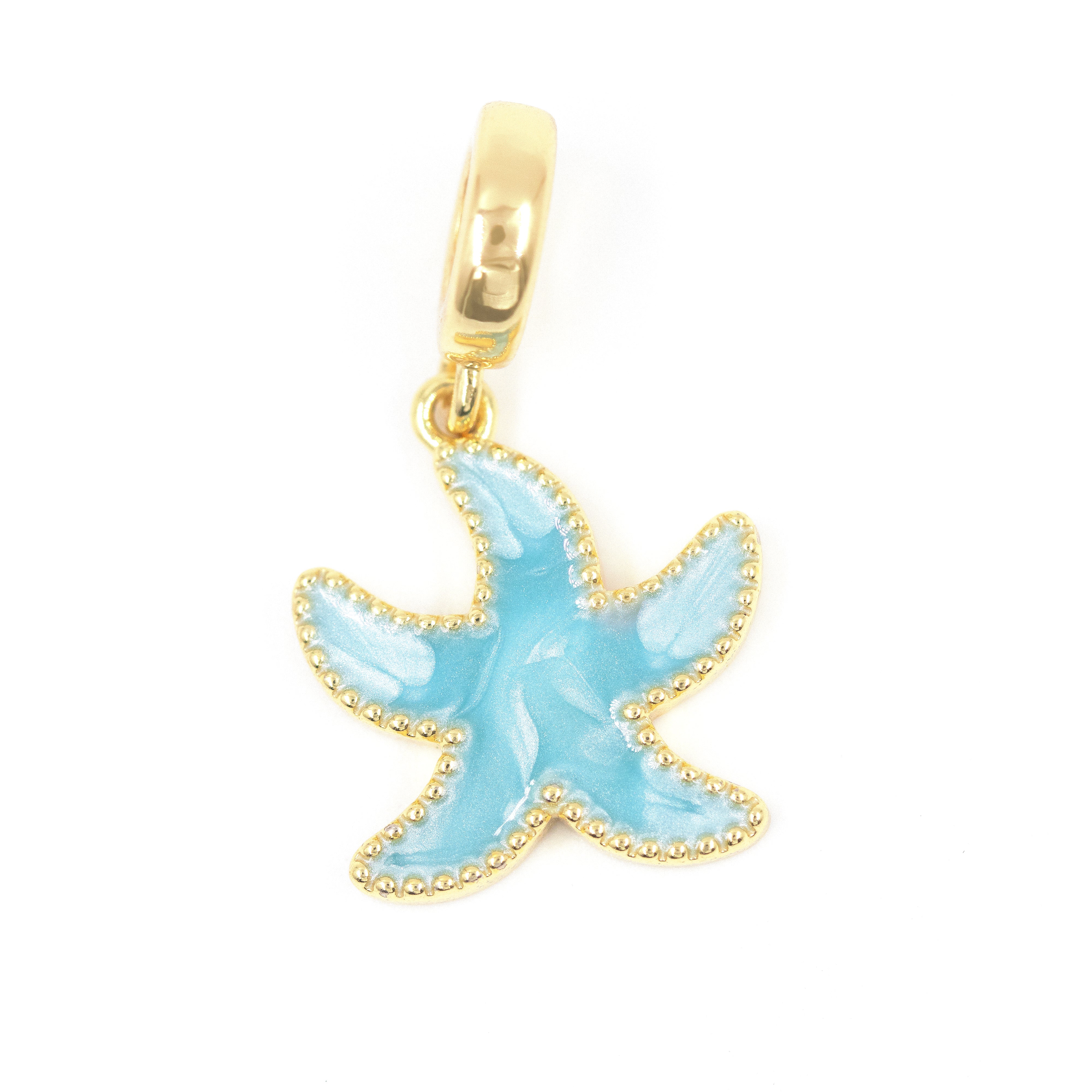 DIJE CHARM ESTRELLA AZUL BAÑO EN RODIO