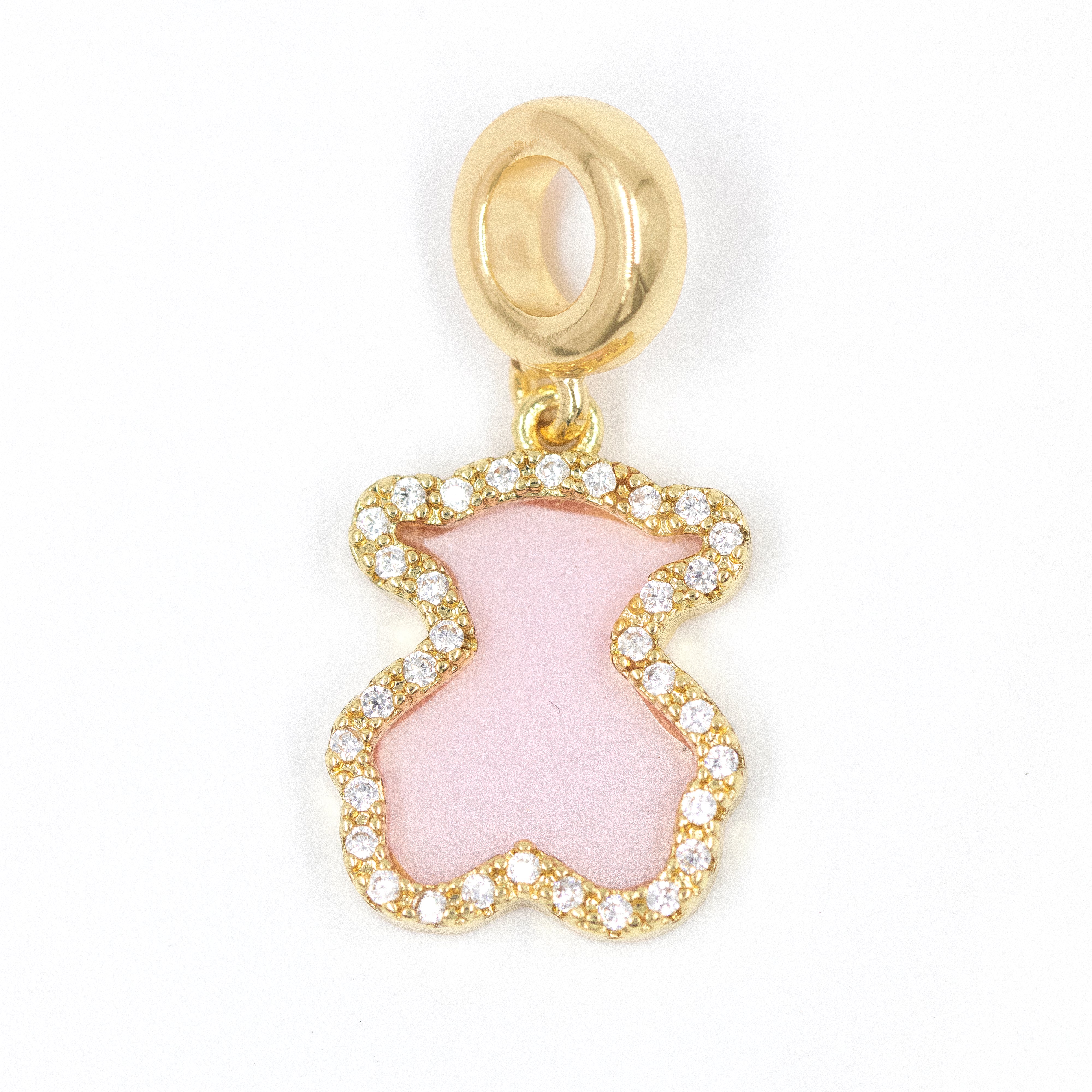 DIJE CHARM OSO BORDE CIRCONADO BAÑO EN RODIO