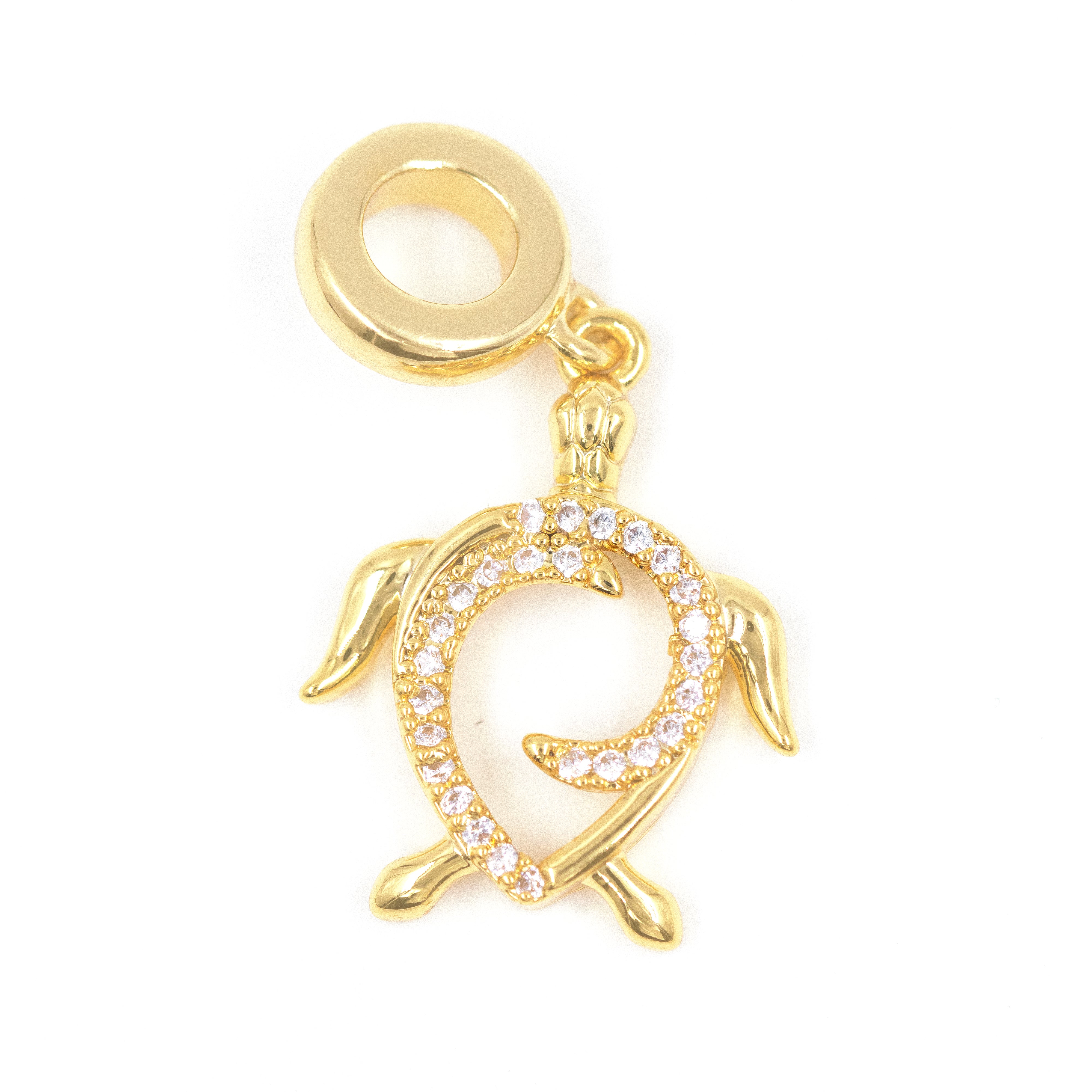 DIJE CHARM TORTUGA CIRCONADA BAÑO EN RODIO