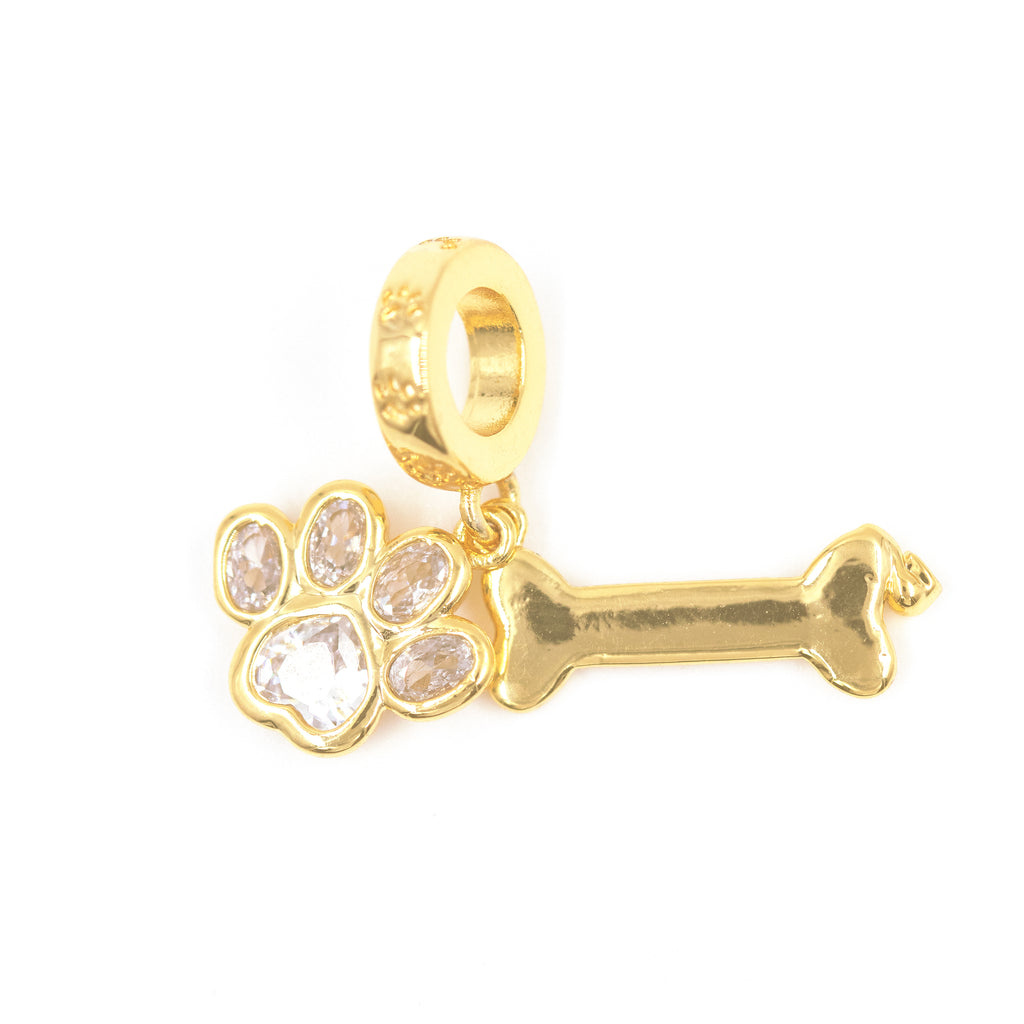 DIJE CHARM PATITA DE AMOR BAÑO EN RODIO