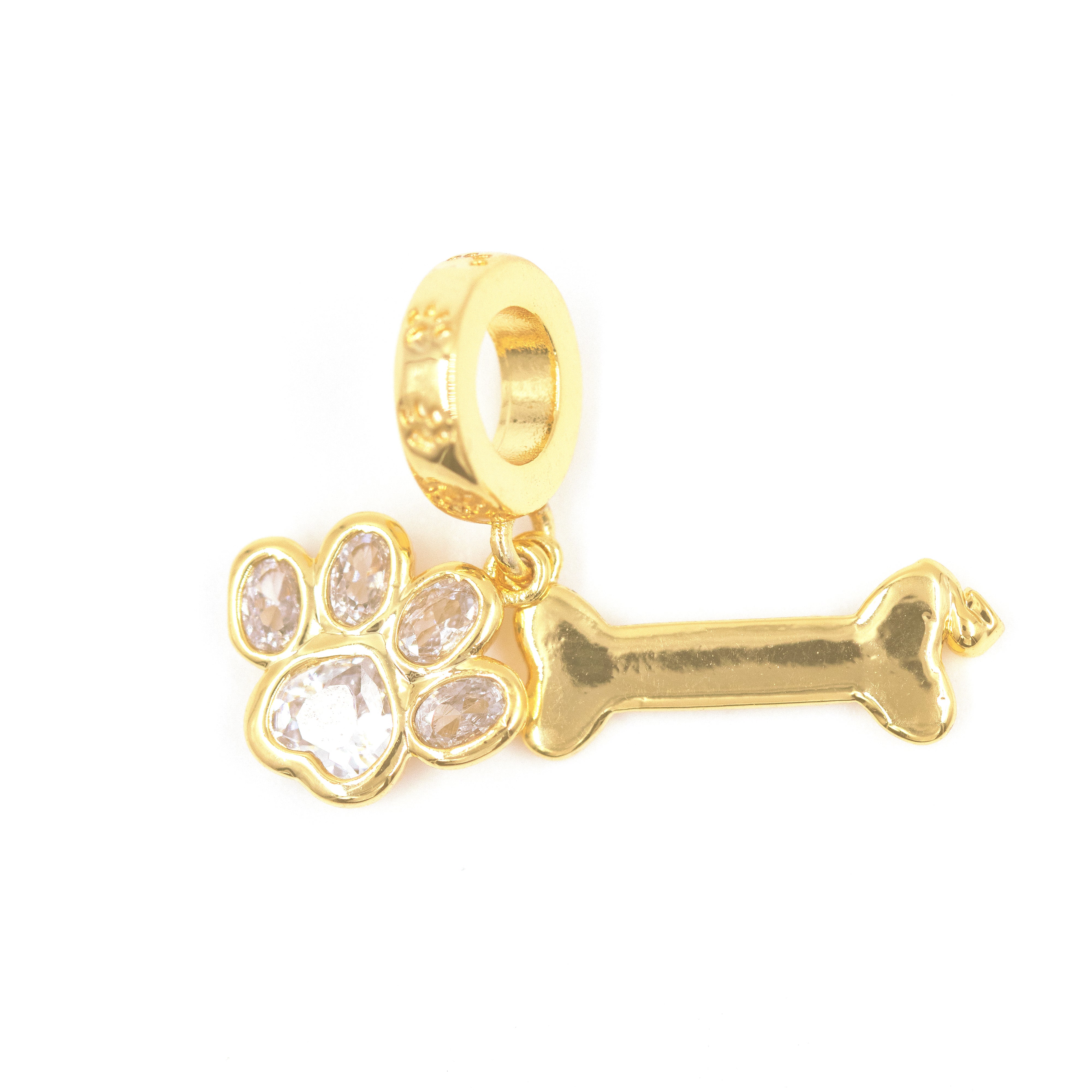 DIJE CHARM PATITA DE AMOR BAÑO EN RODIO