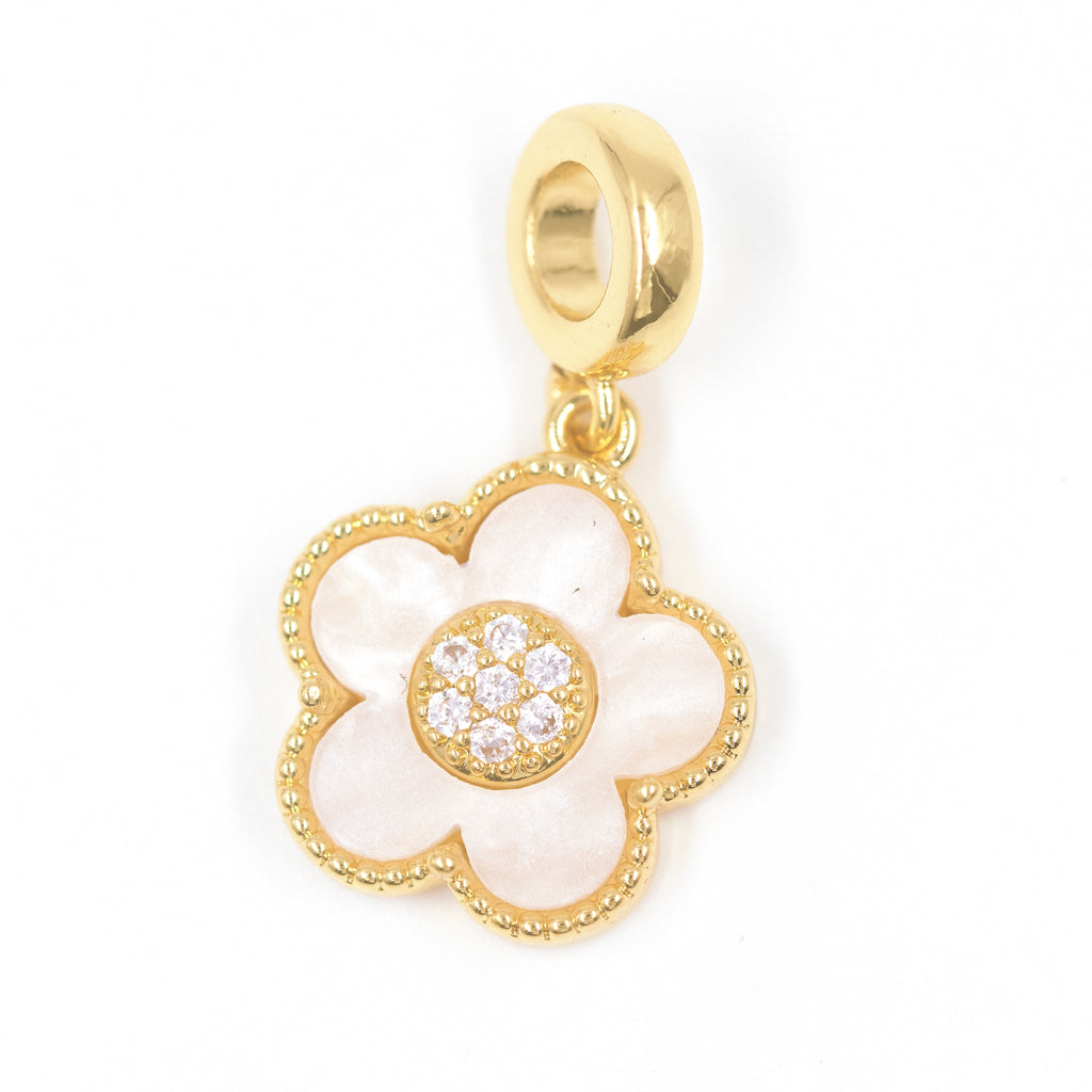 DIJE CHARM FLOR BELLA BAÑO EN RODIO