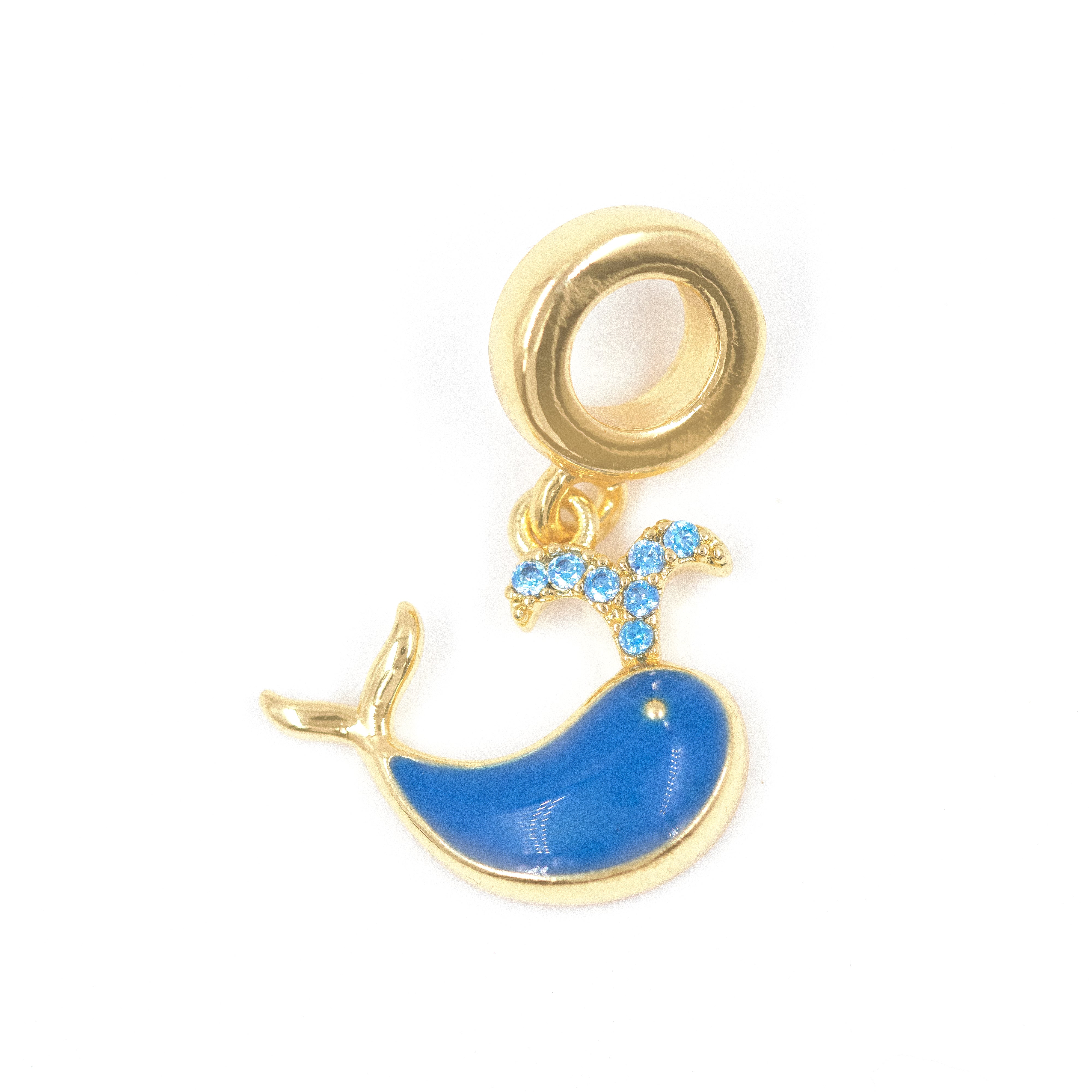 DIJE CHARM BALLENITA AZUL BAÑO EN RODIO
