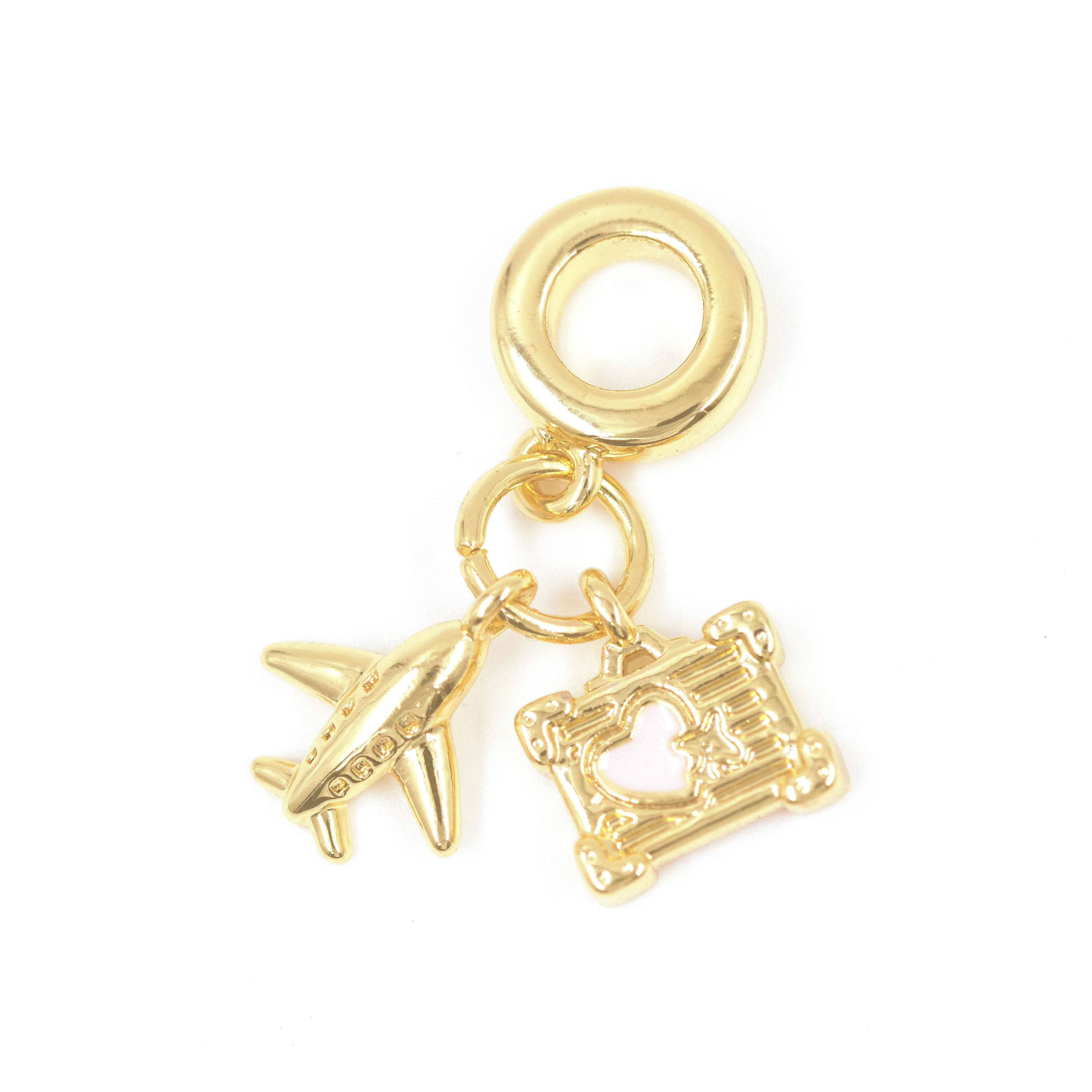 DIJE CHARM VIAJE ROSA BAÑO EN RODIO