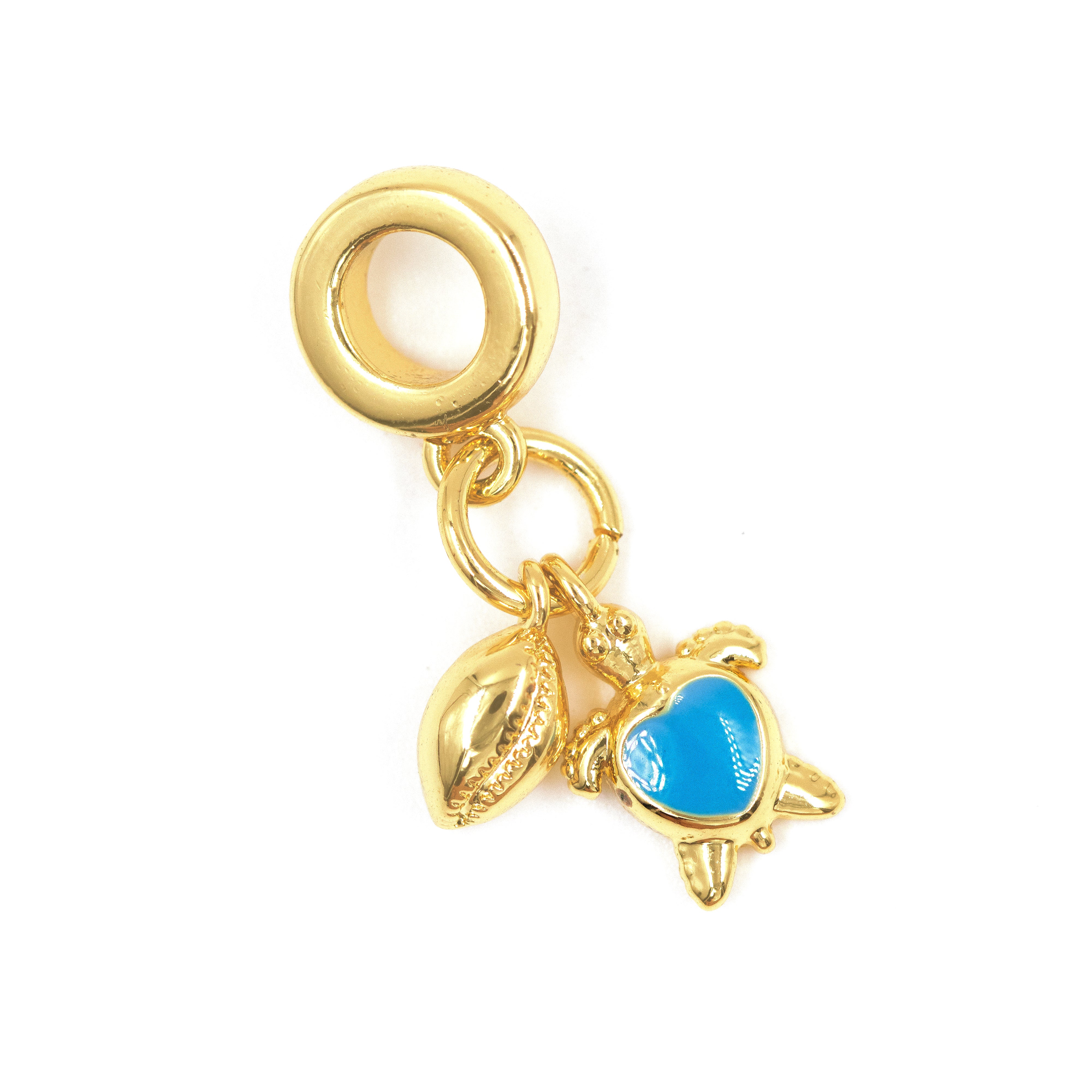 DIJE CHARM TORTUGUITA AZUL BAÑO EN RODIO
