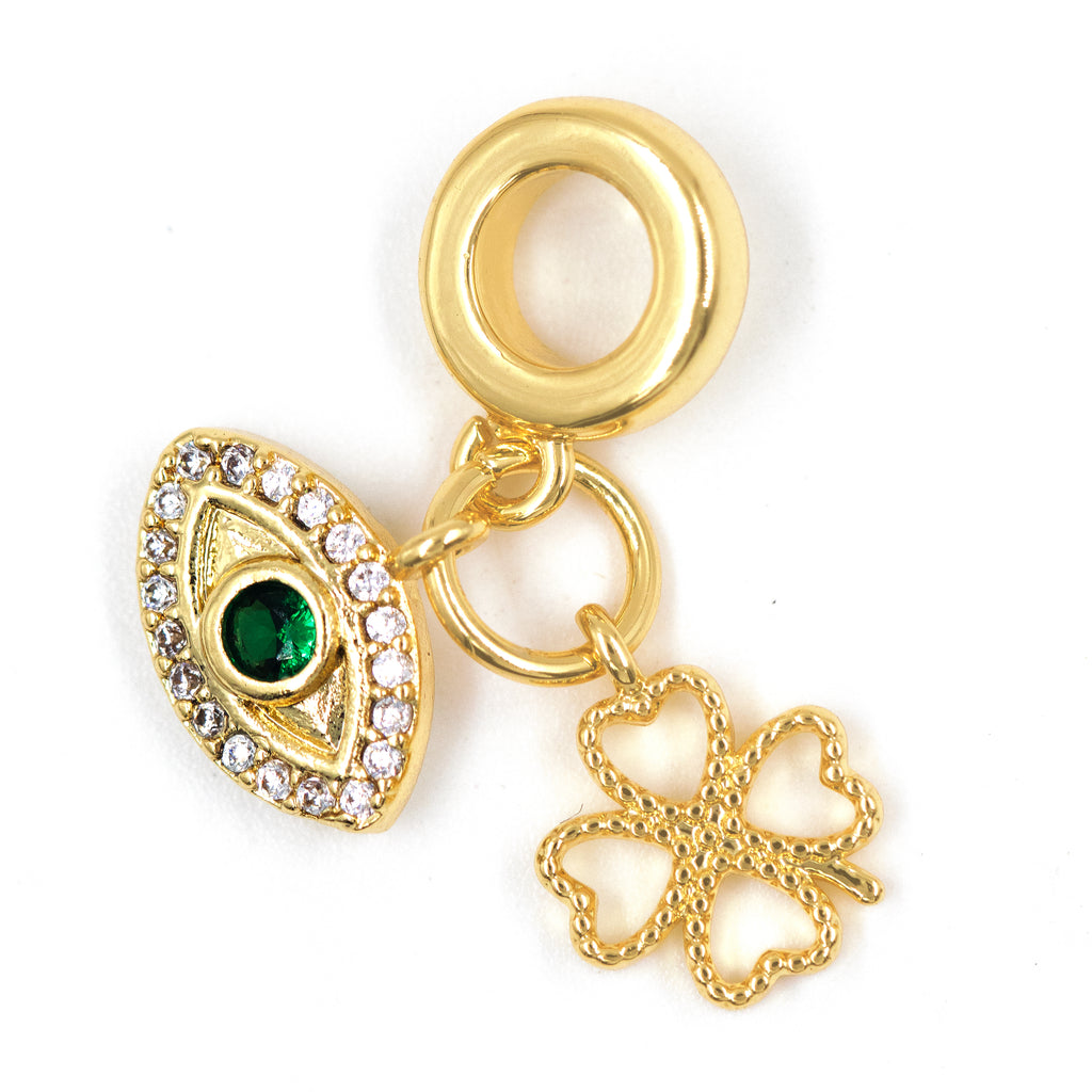 DIJE CHARM FORTUNA VERDE BAÑO EN RODIO