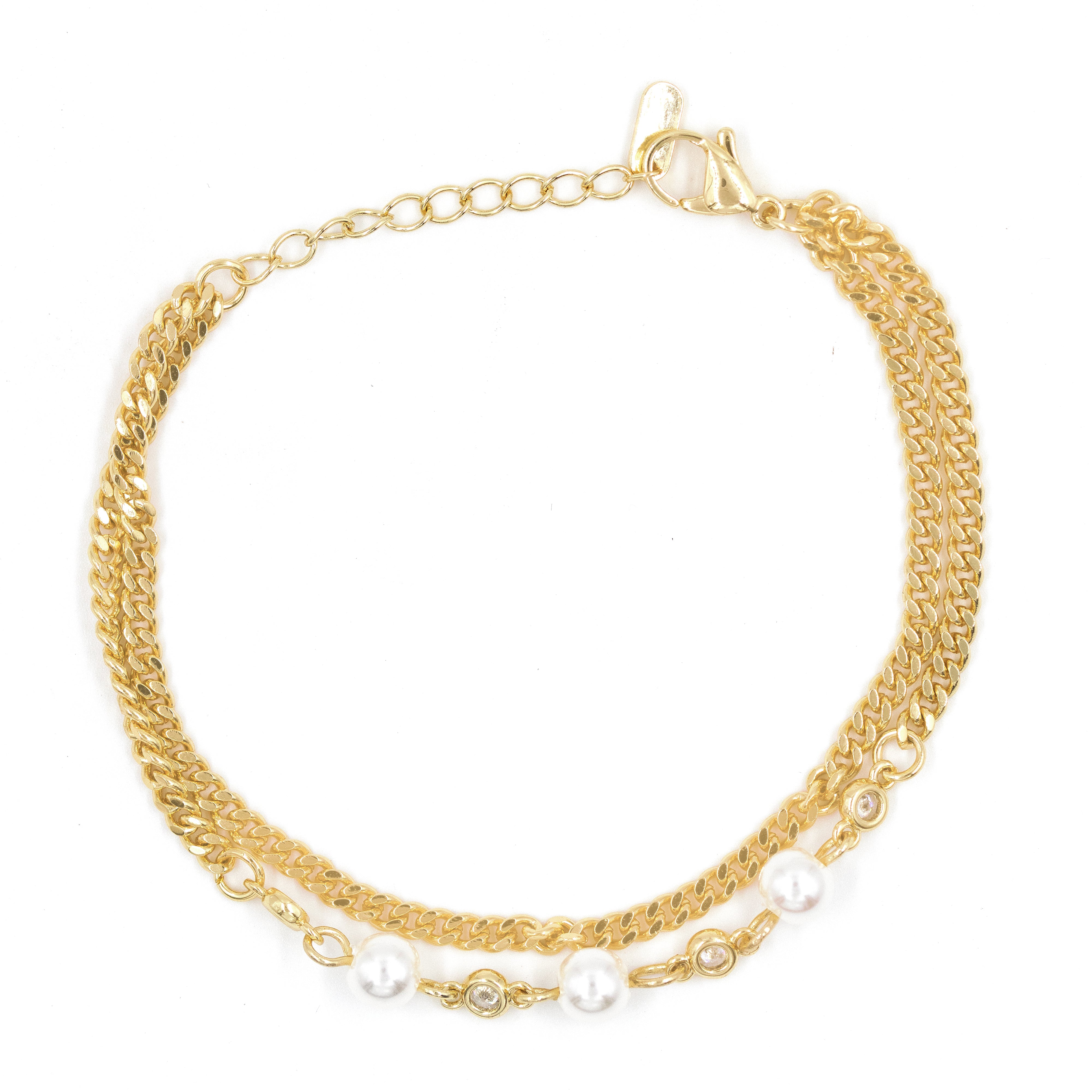 PULSERA PERLAS ENLAZADAS BAÑO EN RODIO