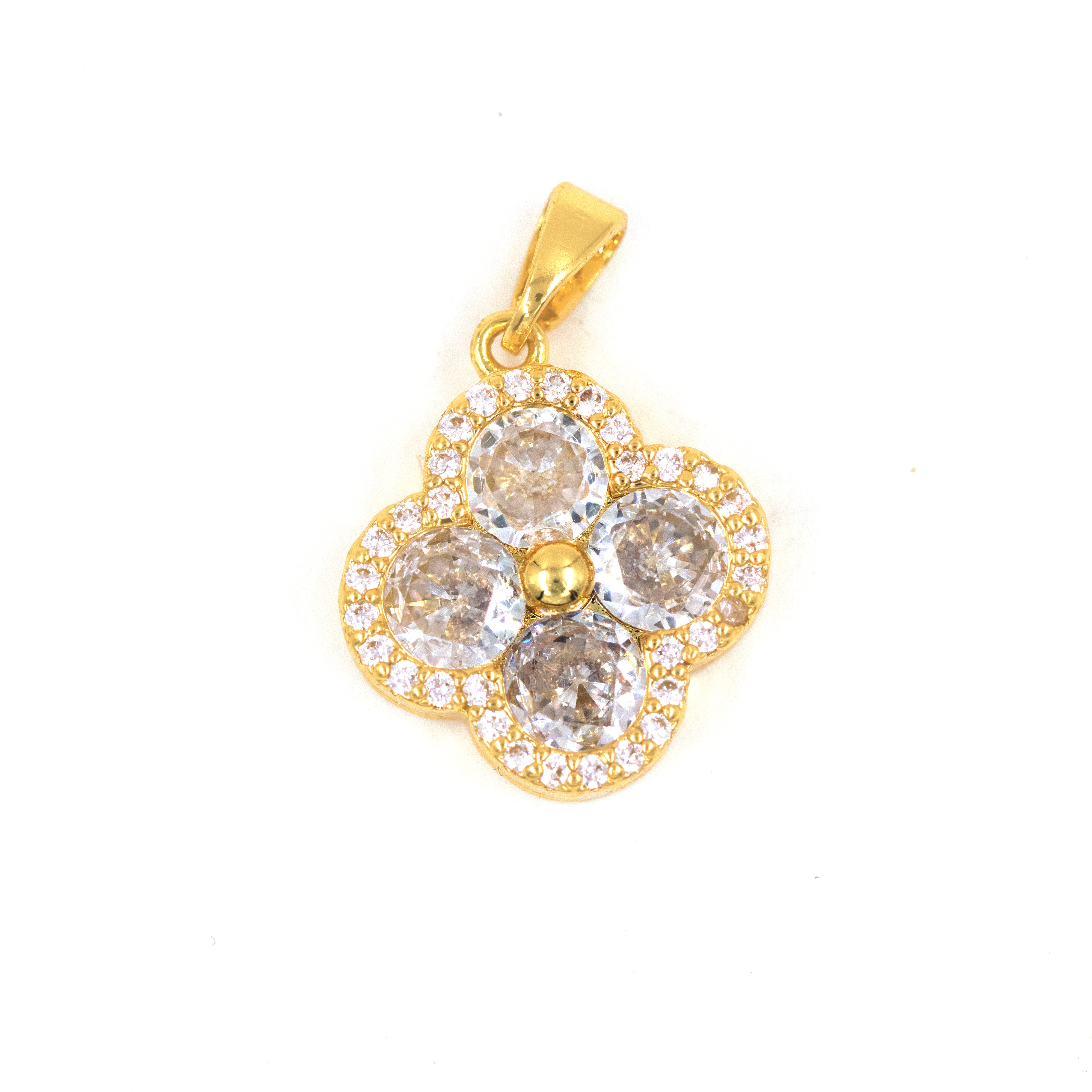 DIJE TREBOL DIAMANTADO BAÑO EN RODIO