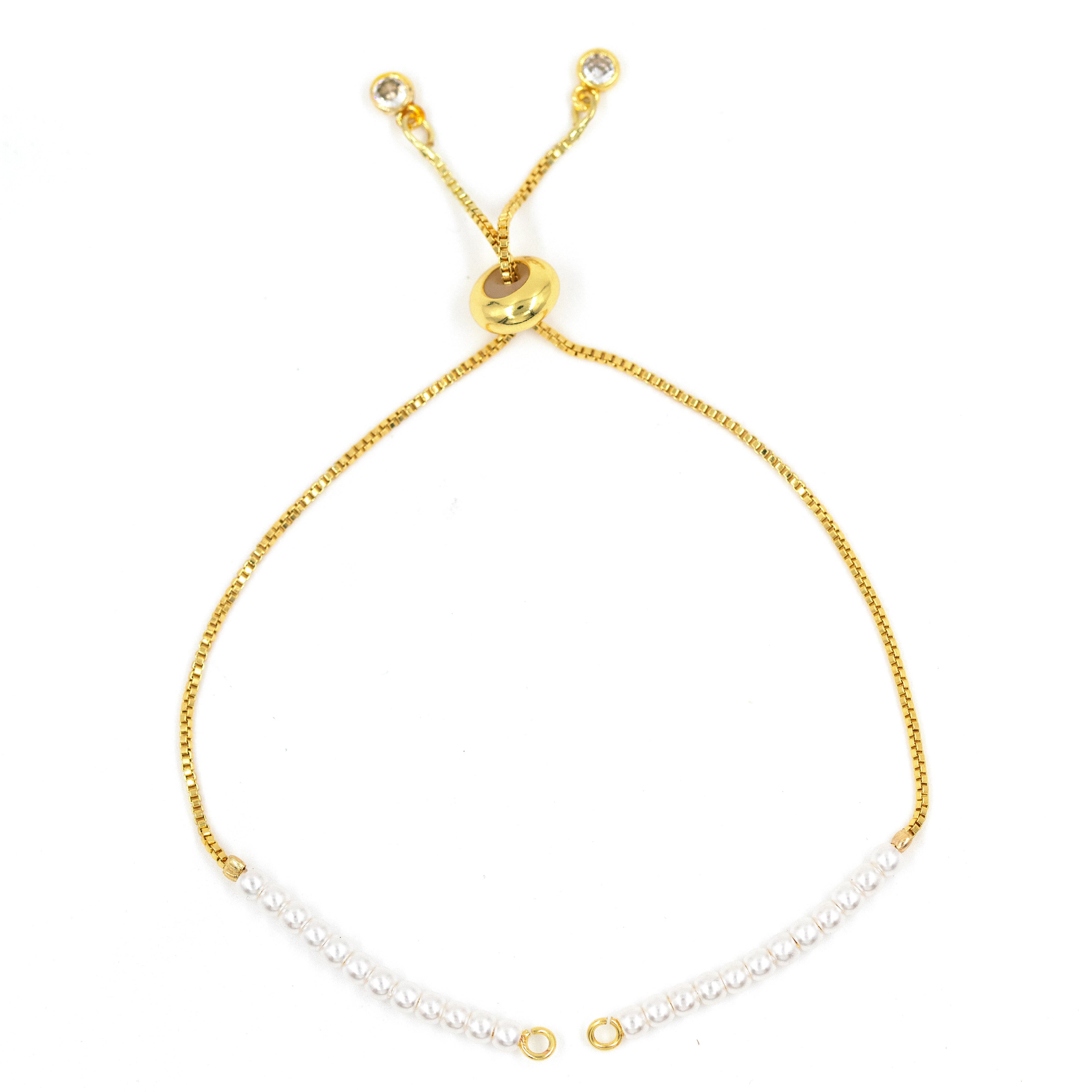 PULSERA DE ENSAMBLE PERLA BAÑO EN RODIO