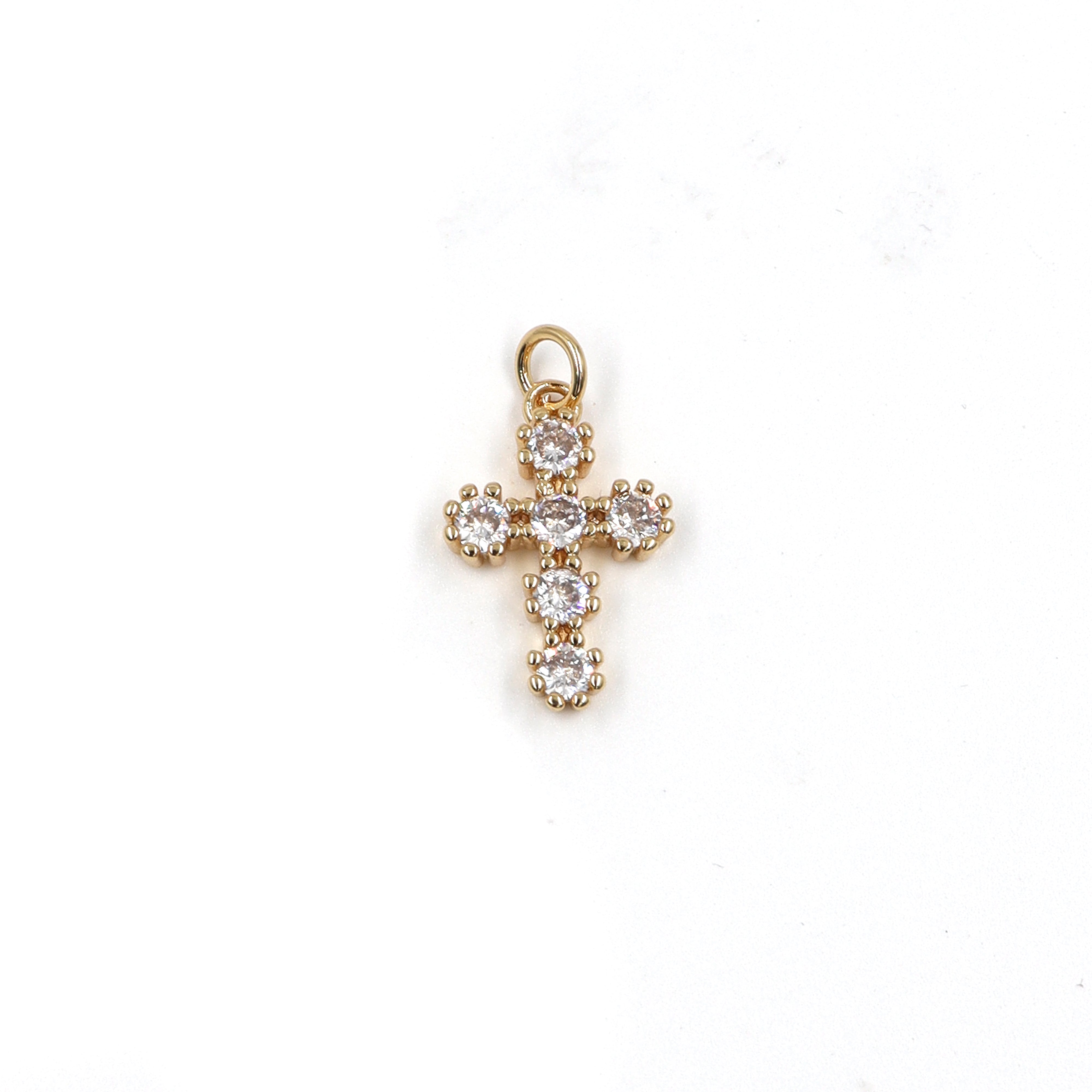 DIJE CRUZ ESFERAS BAÑO EN RODIO