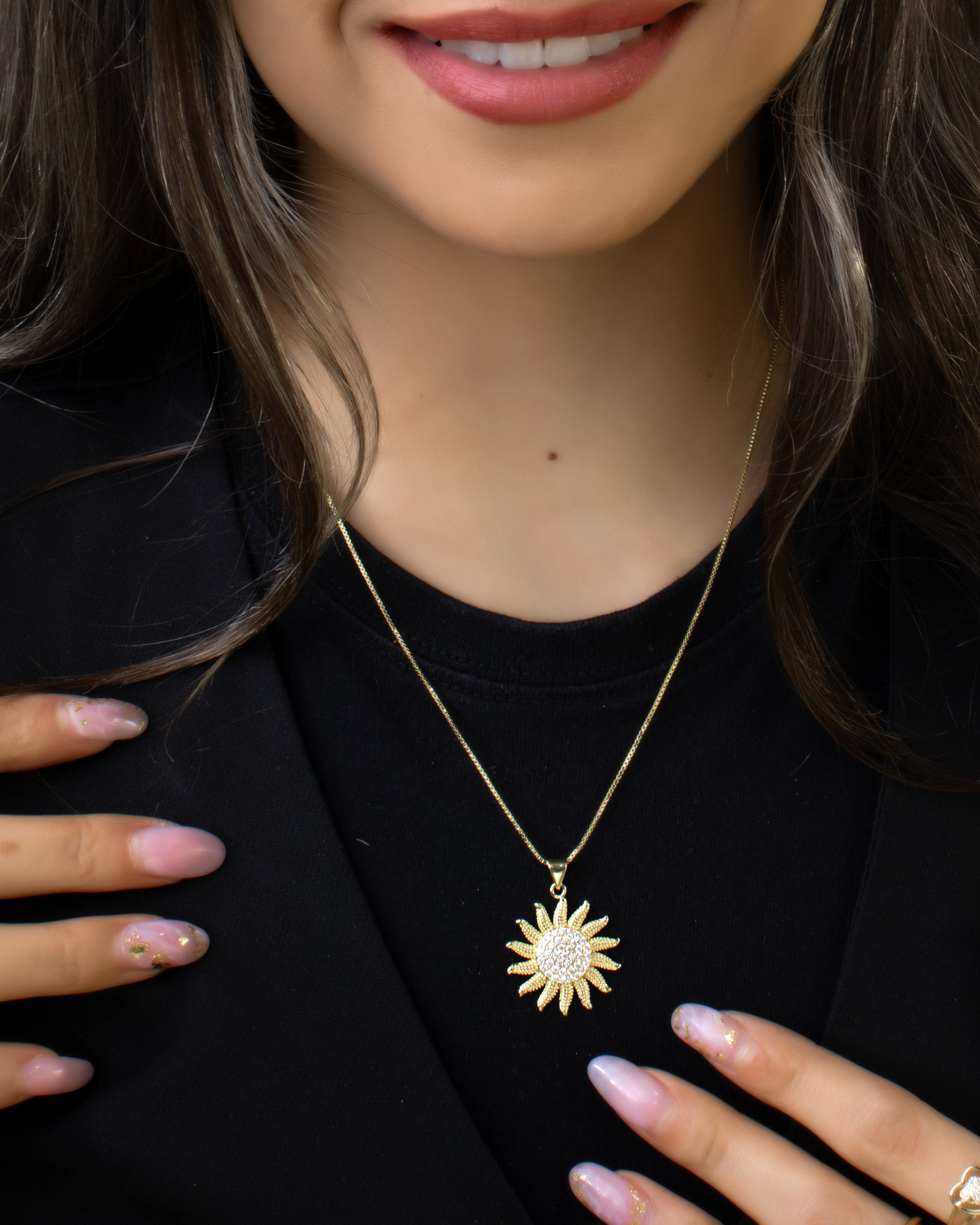 DIJE SOL CENTRO CIRCONADO BAÑO EN RODIO