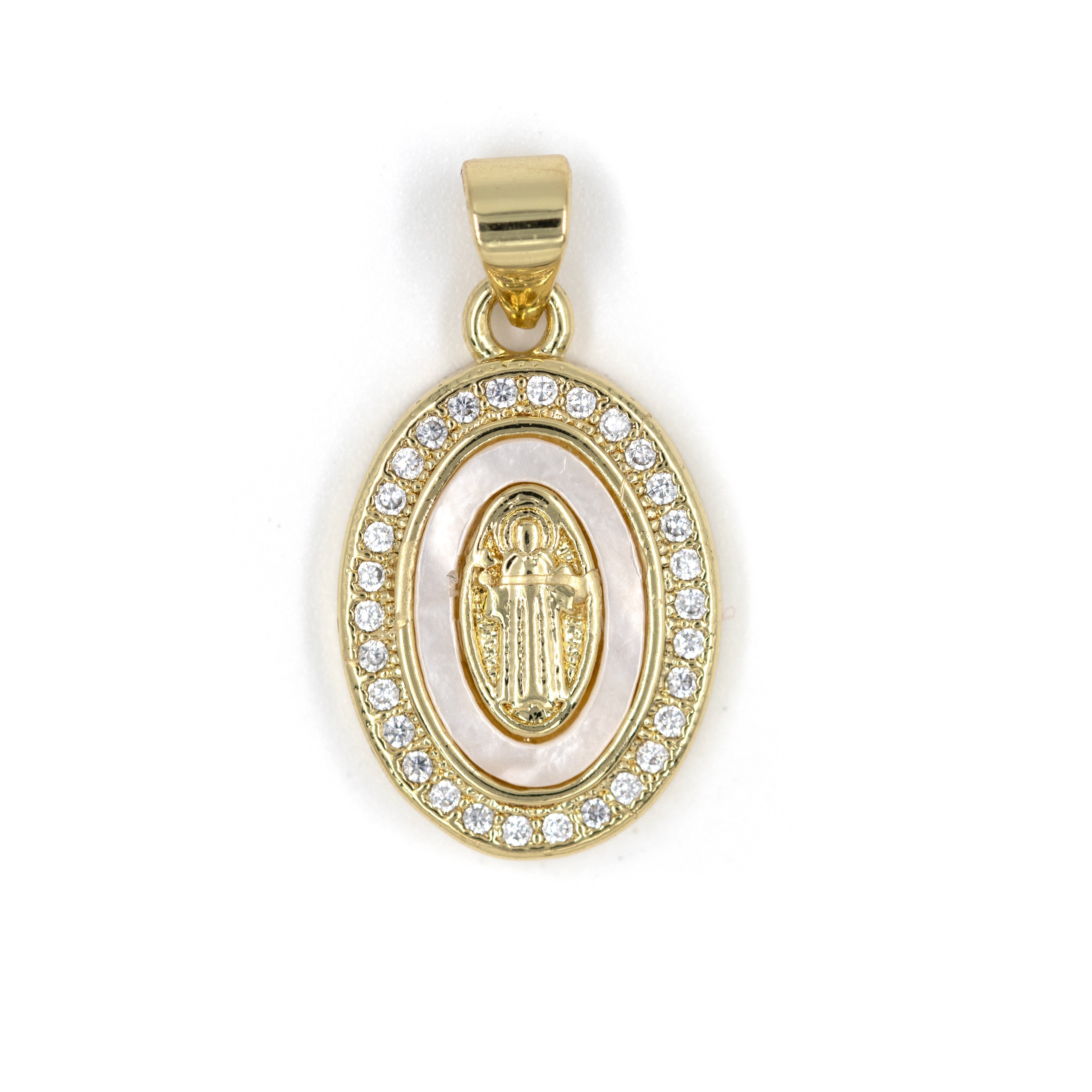 DIJE VIRGEN FONDO BLANCO  BAÑO EN RODIO