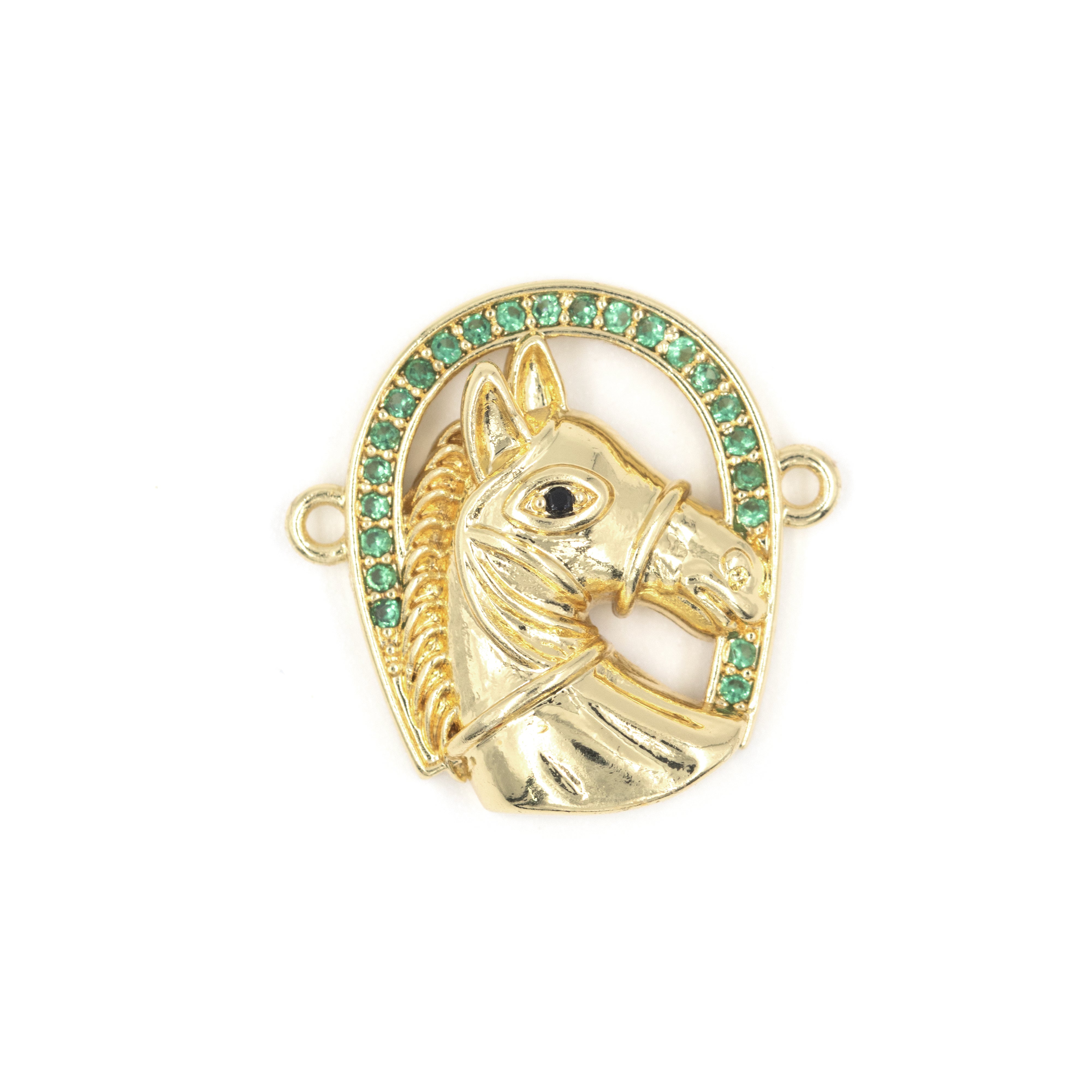 DIJE CABALLITO CIRCONADO VERDE BAÑO EN RODIO