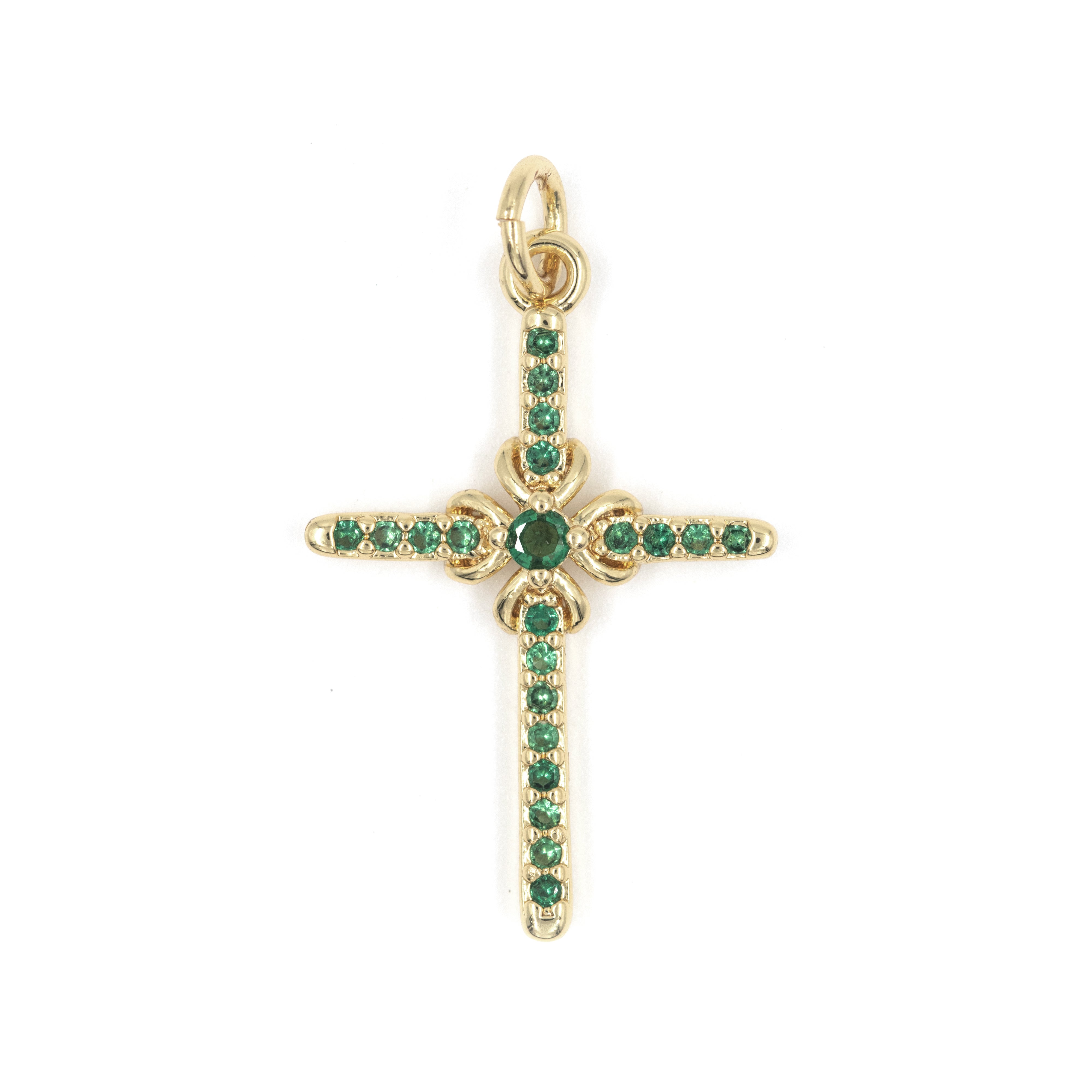 DIJE CRUZ VERDE LARGA BAÑO EN RODIO