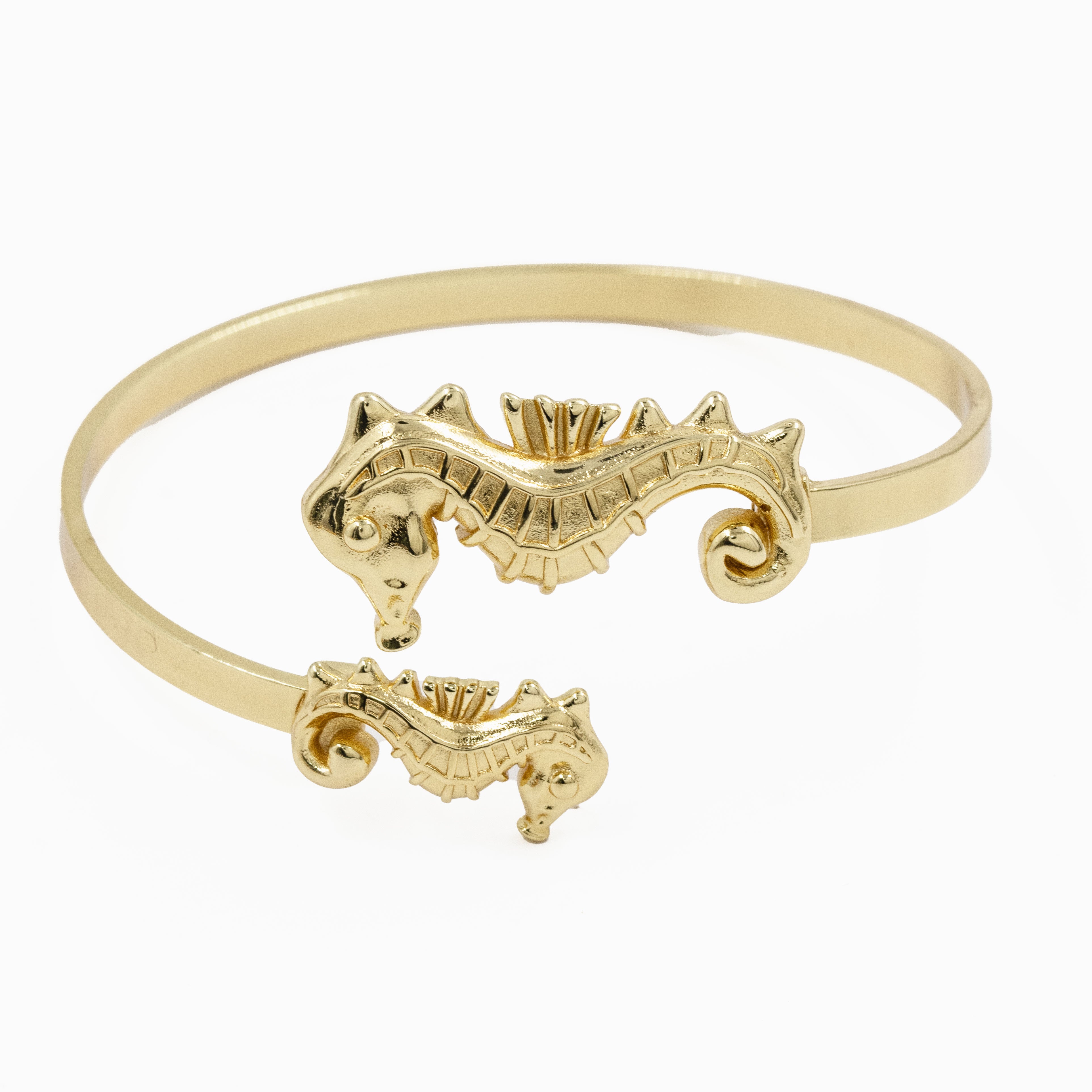 PULSERA DOBLE CABALLITO DE MAR BAÑO EN RODIO PR-514