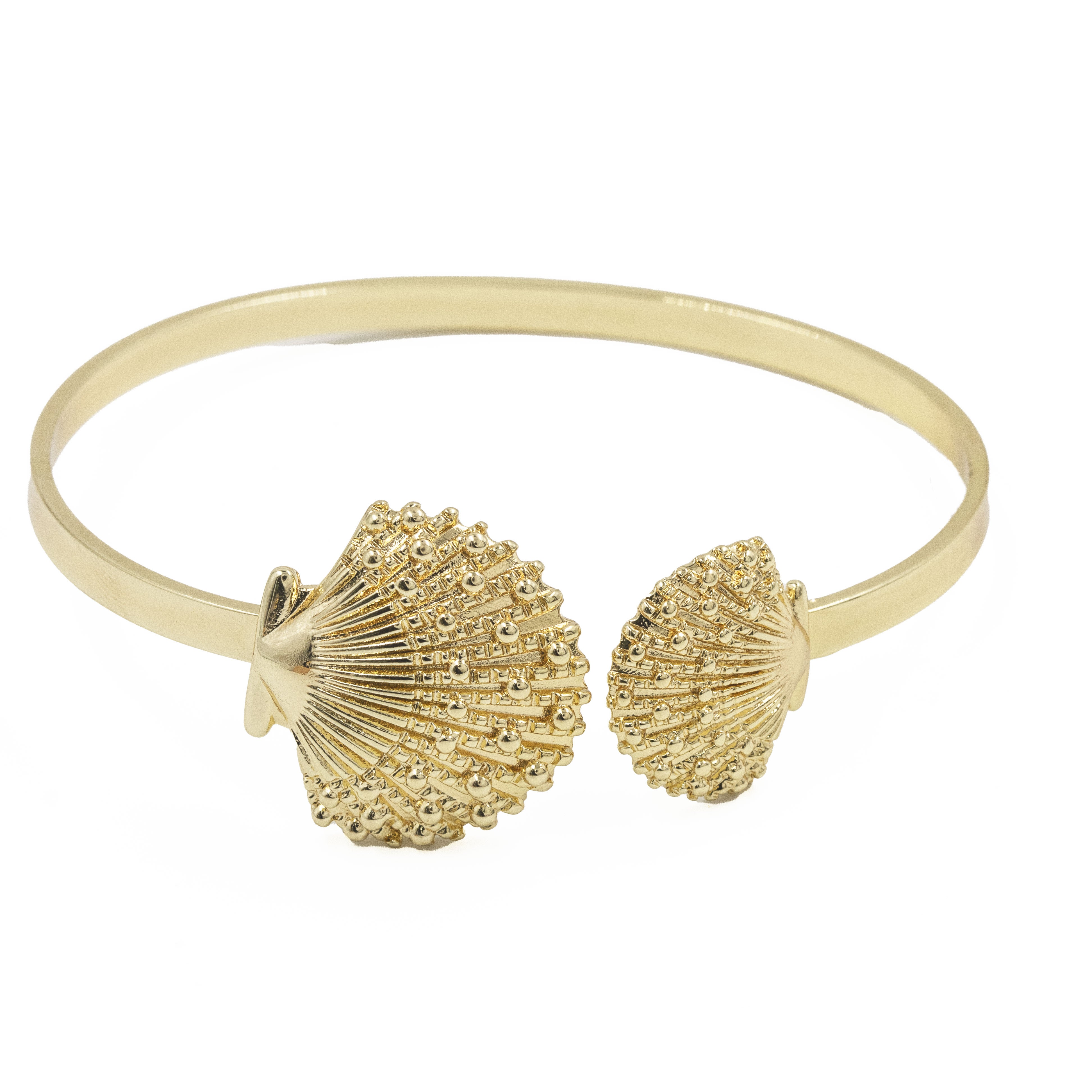 PULSERA DOBLE CONCHA BAÑO EN RODIO