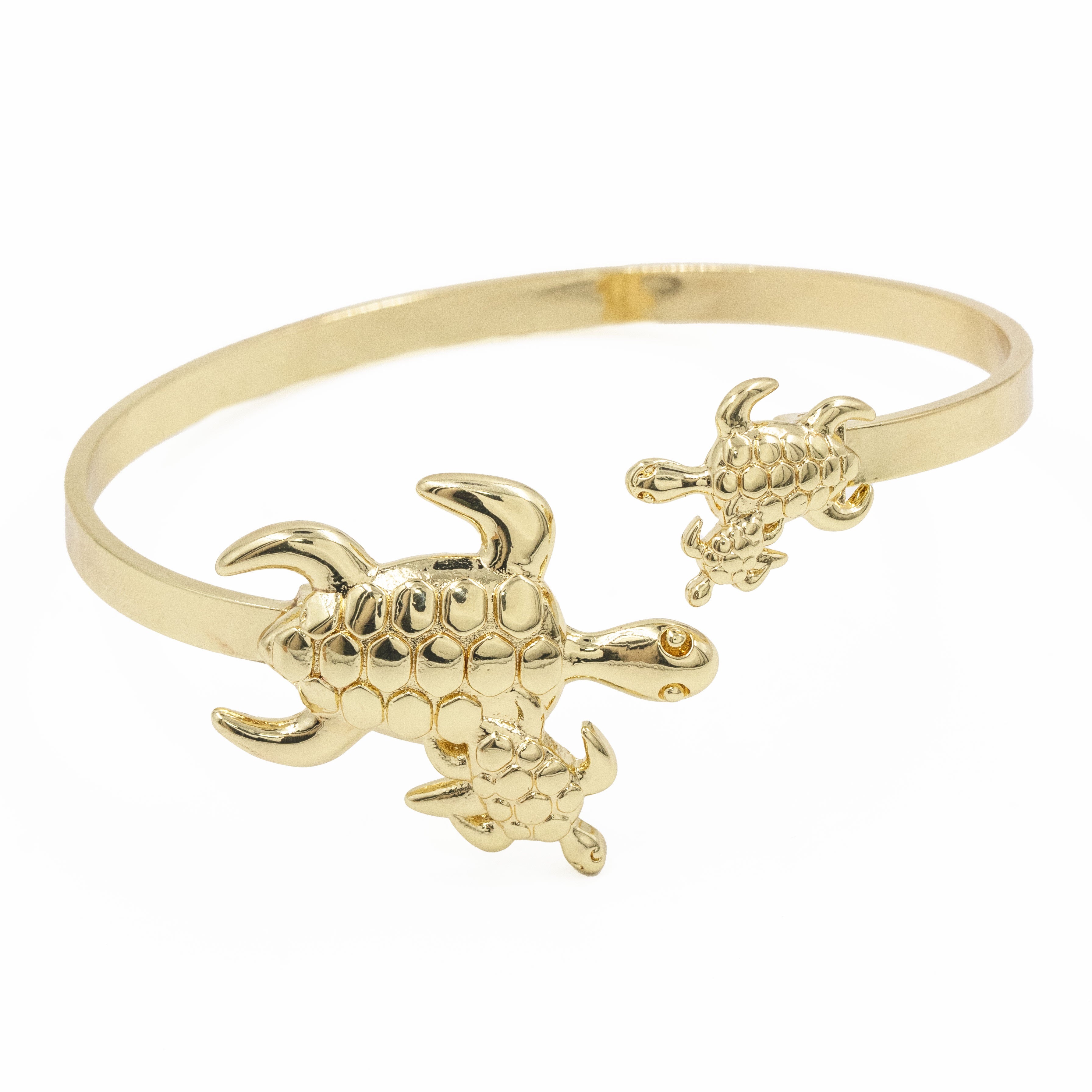 PULSERA DOBLE TORTUGA BAÑO EN RODIO