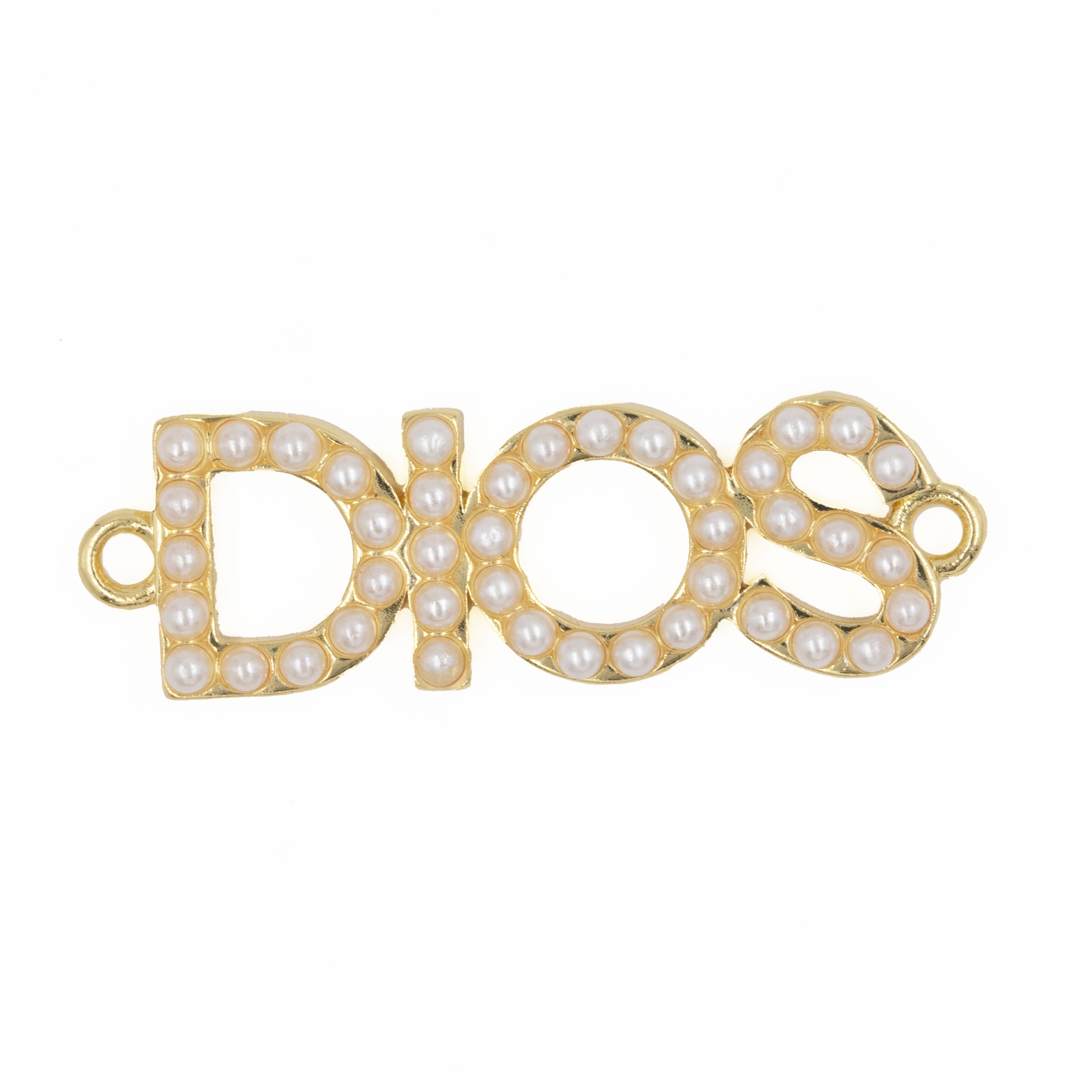 DIJE PULSERA DIOS PERLADO BAÑO EN RODIO