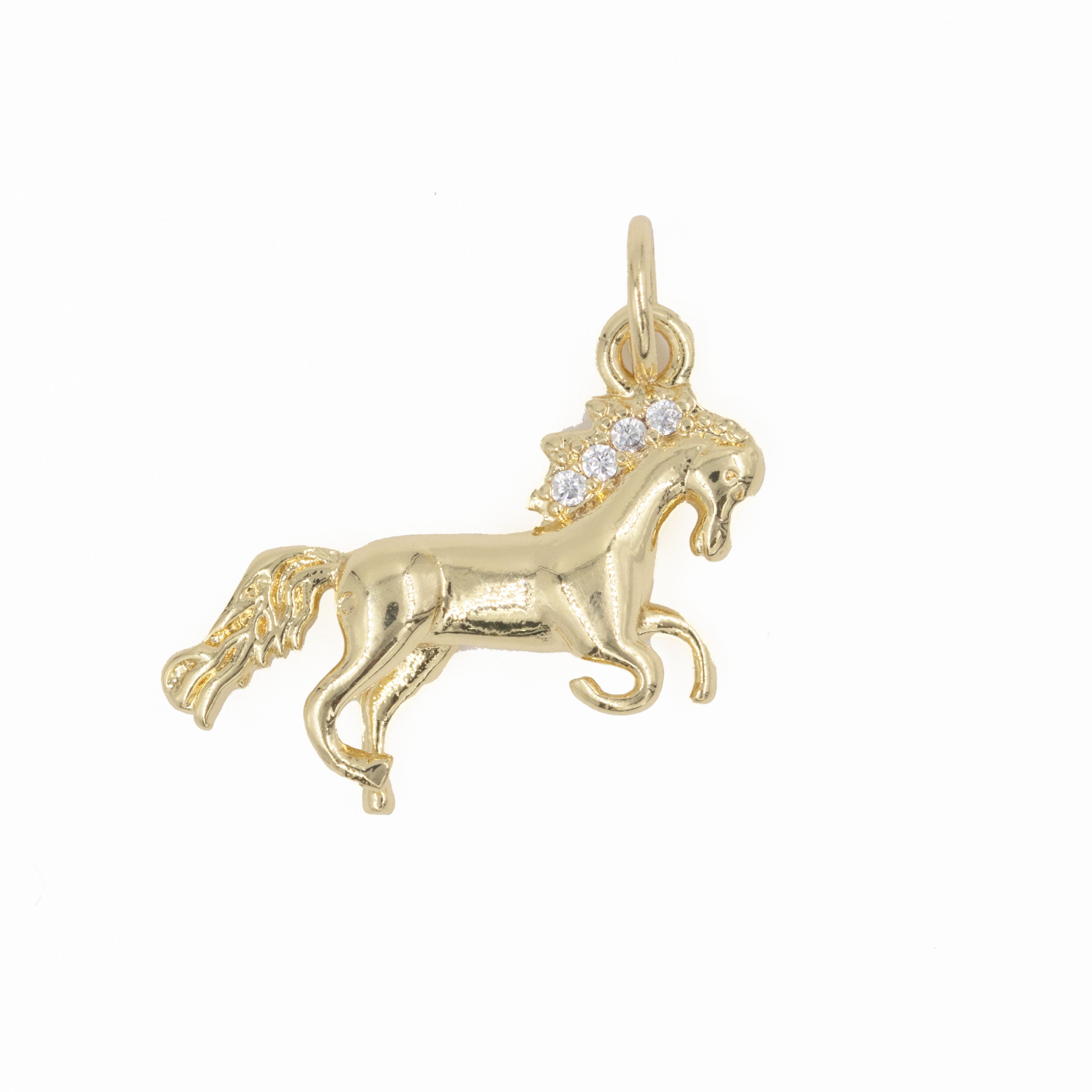 DIJE CABALLO DORADO BAÑO EN RODIO