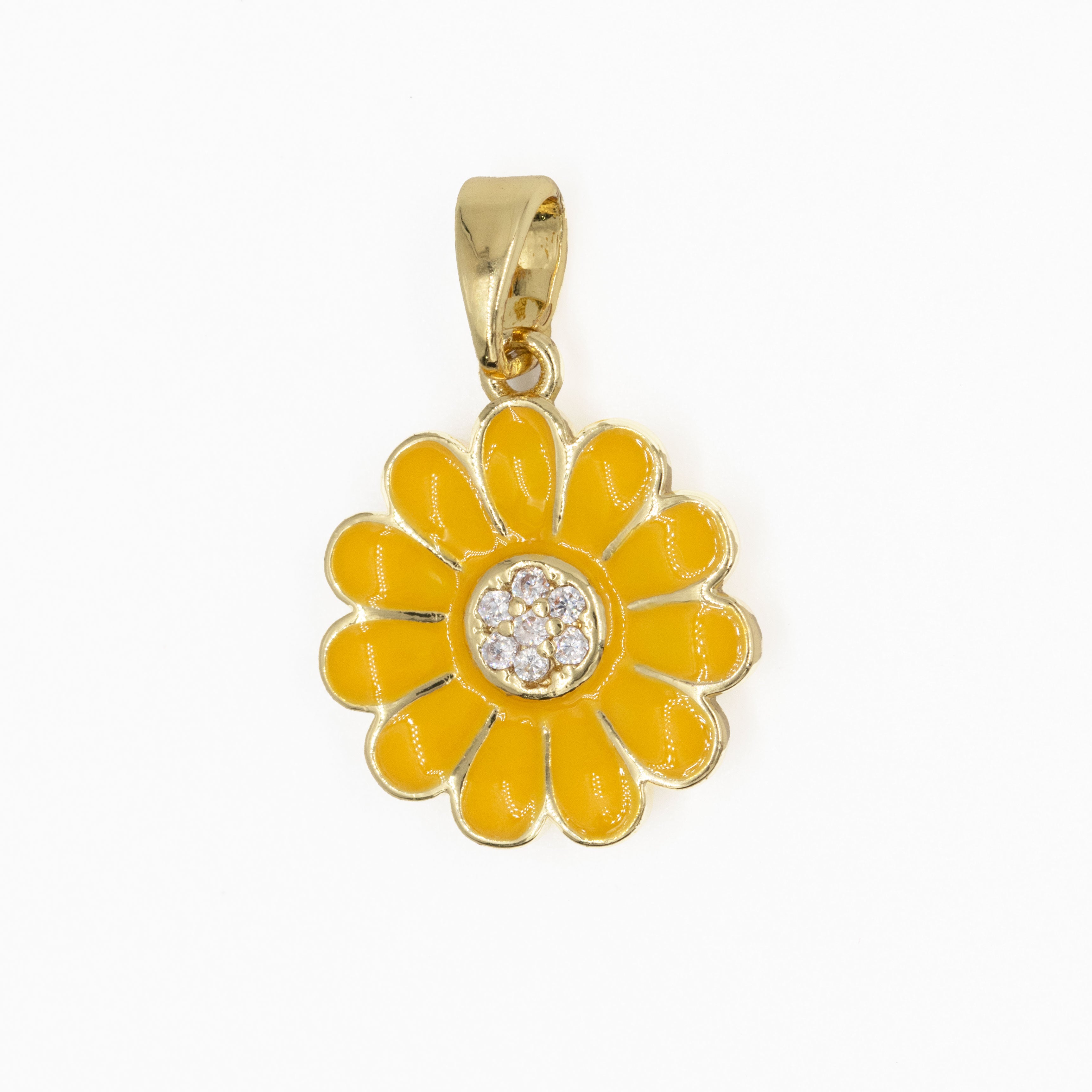 DIJE FLOR AMARILLA BAÑO EN RODIO