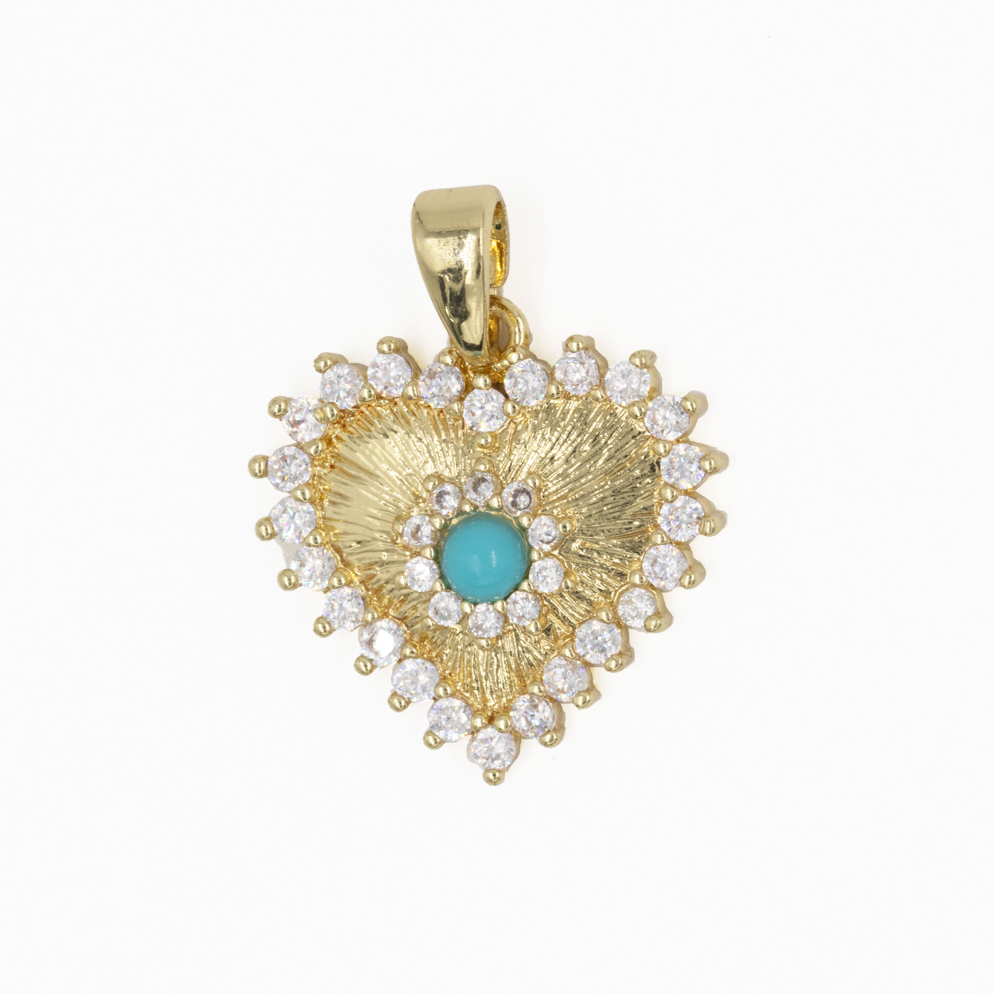 DIJE CORAZON CENTRO AZUL BAÑO EN RODIO