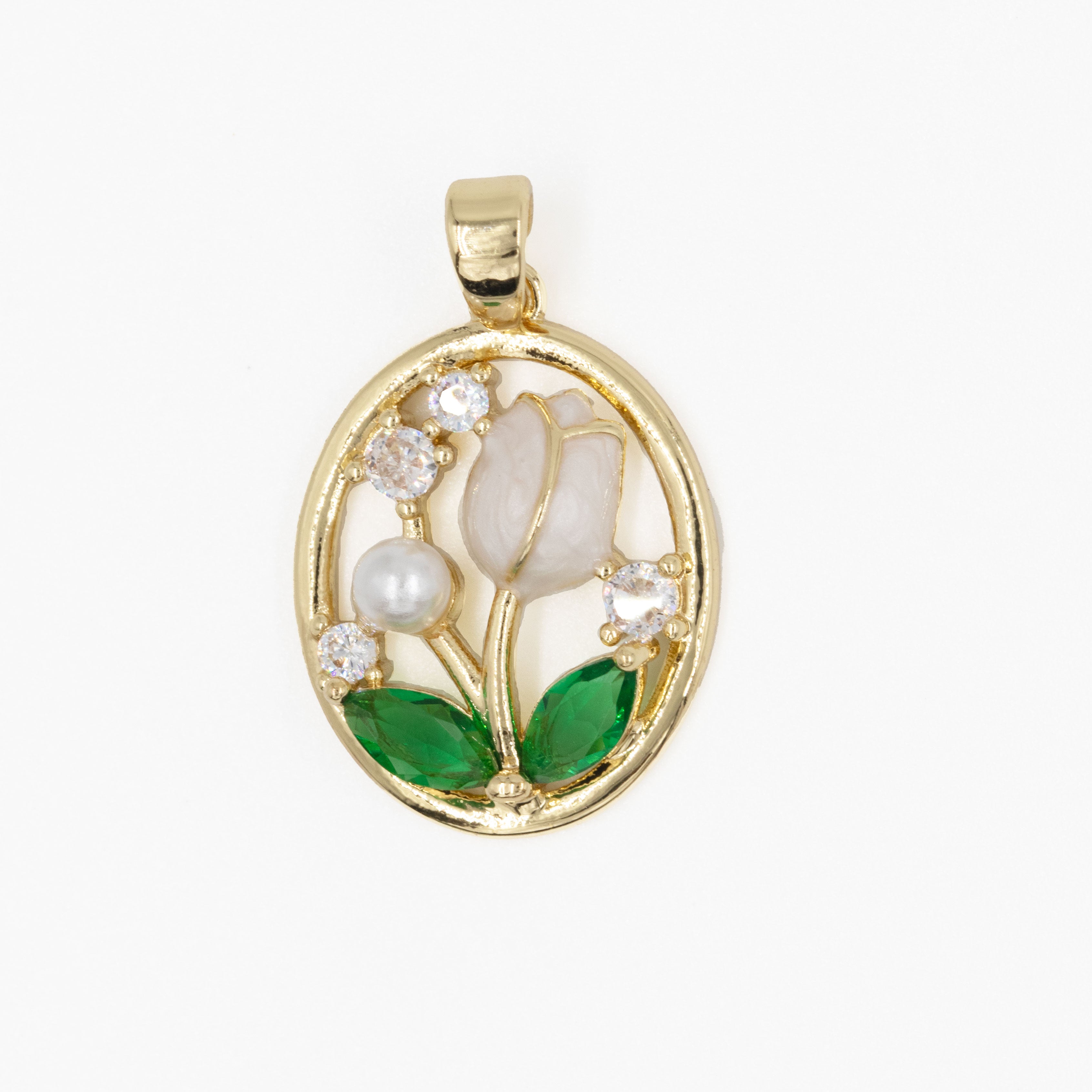 DIJE TULIPAN MEDALLON BAÑO EN RODIO