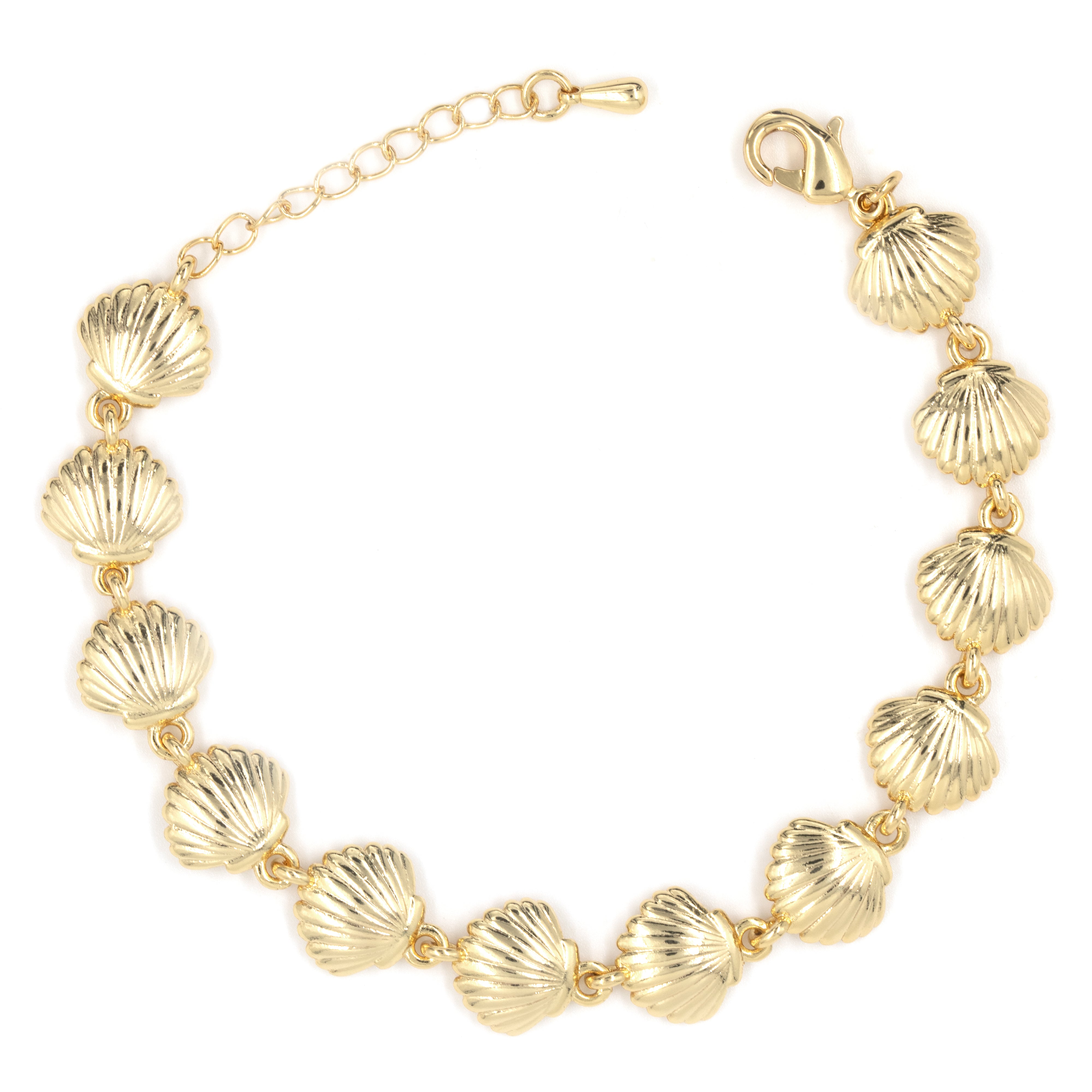 PULSERA CONCHAS LISAS BAÑO EN RODIO