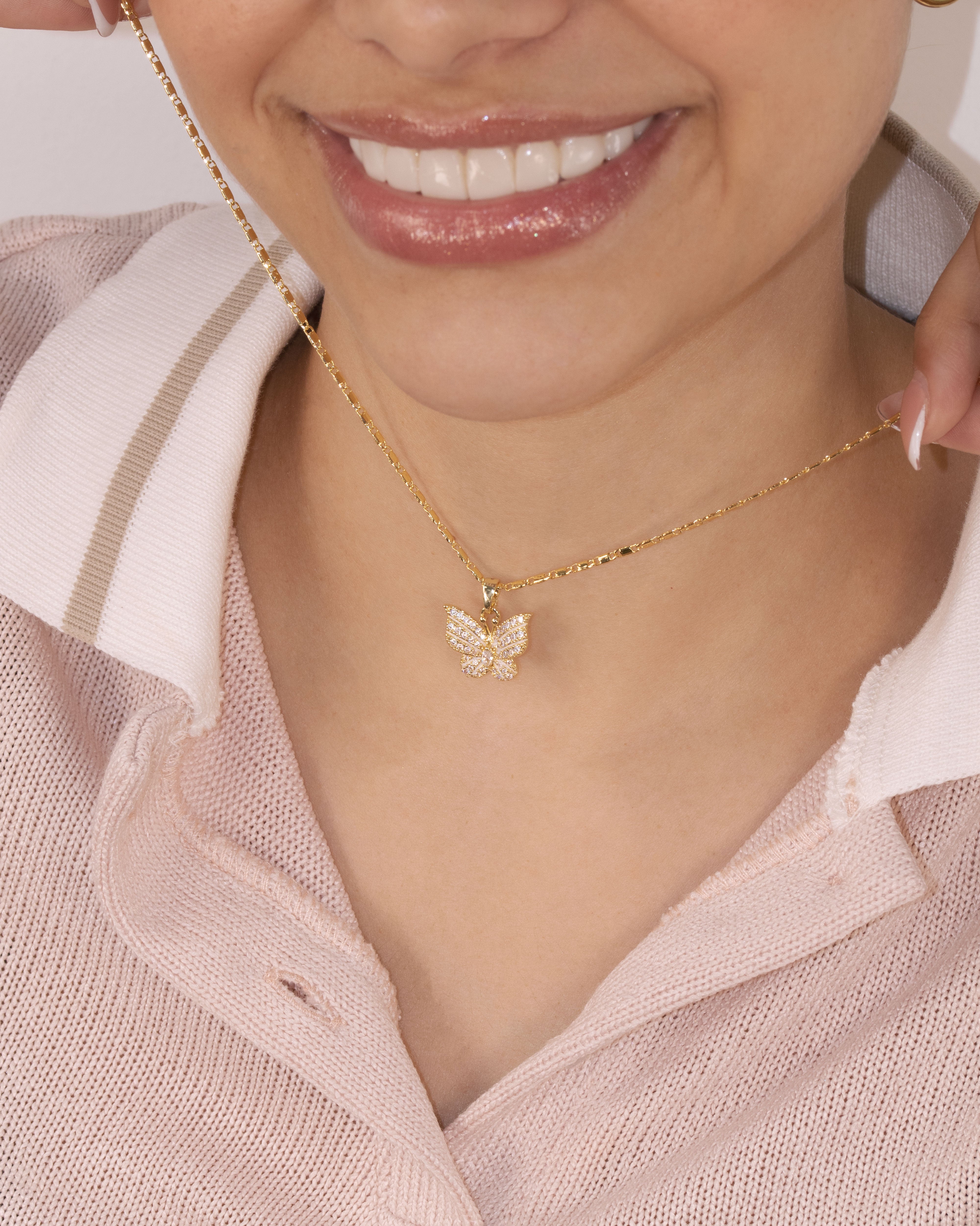 DIJE MARIPOSA BRILLANTE BAÑO EN RODIO