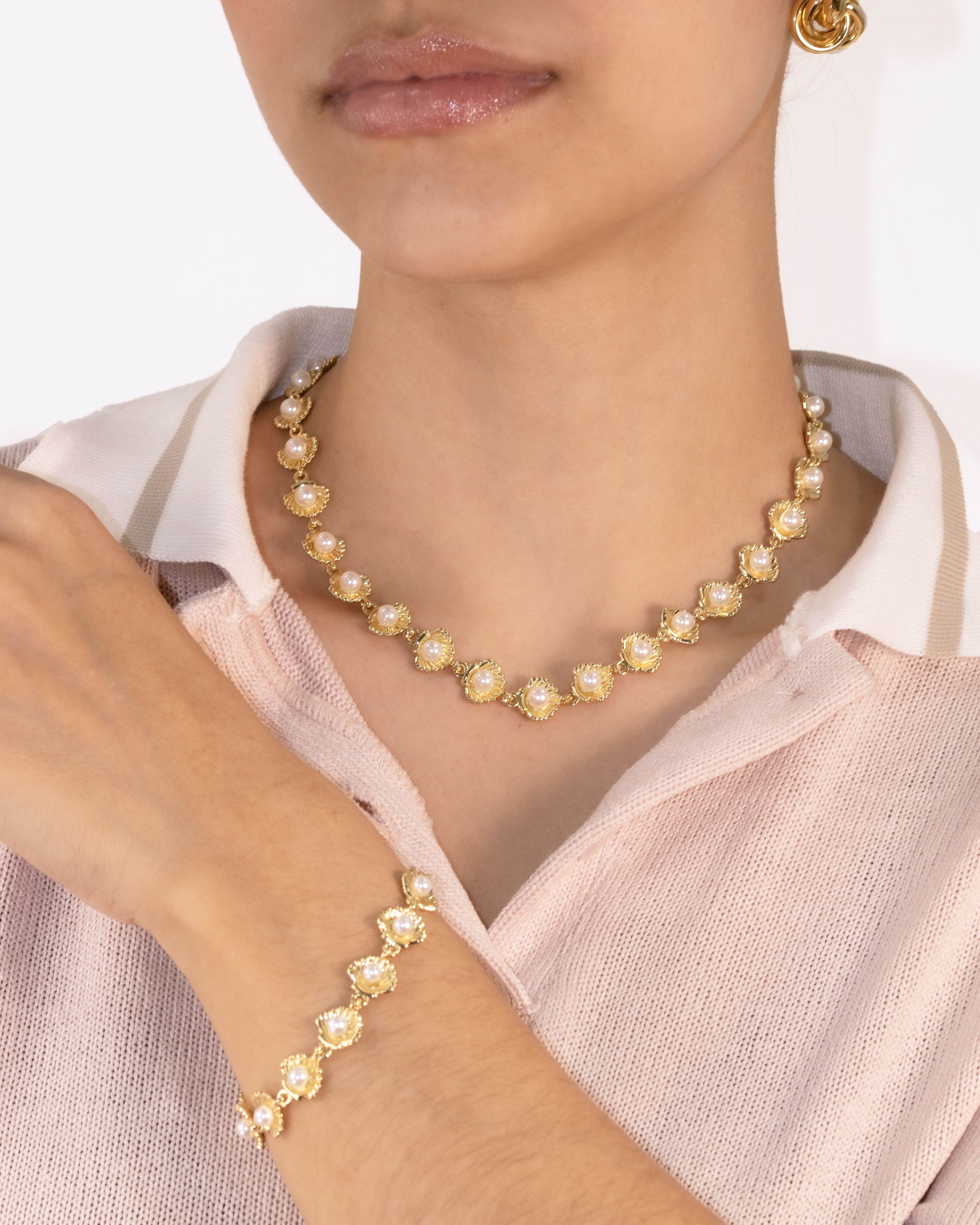 COLLAR CONCHITA PERLADA BAÑO EN RODIO