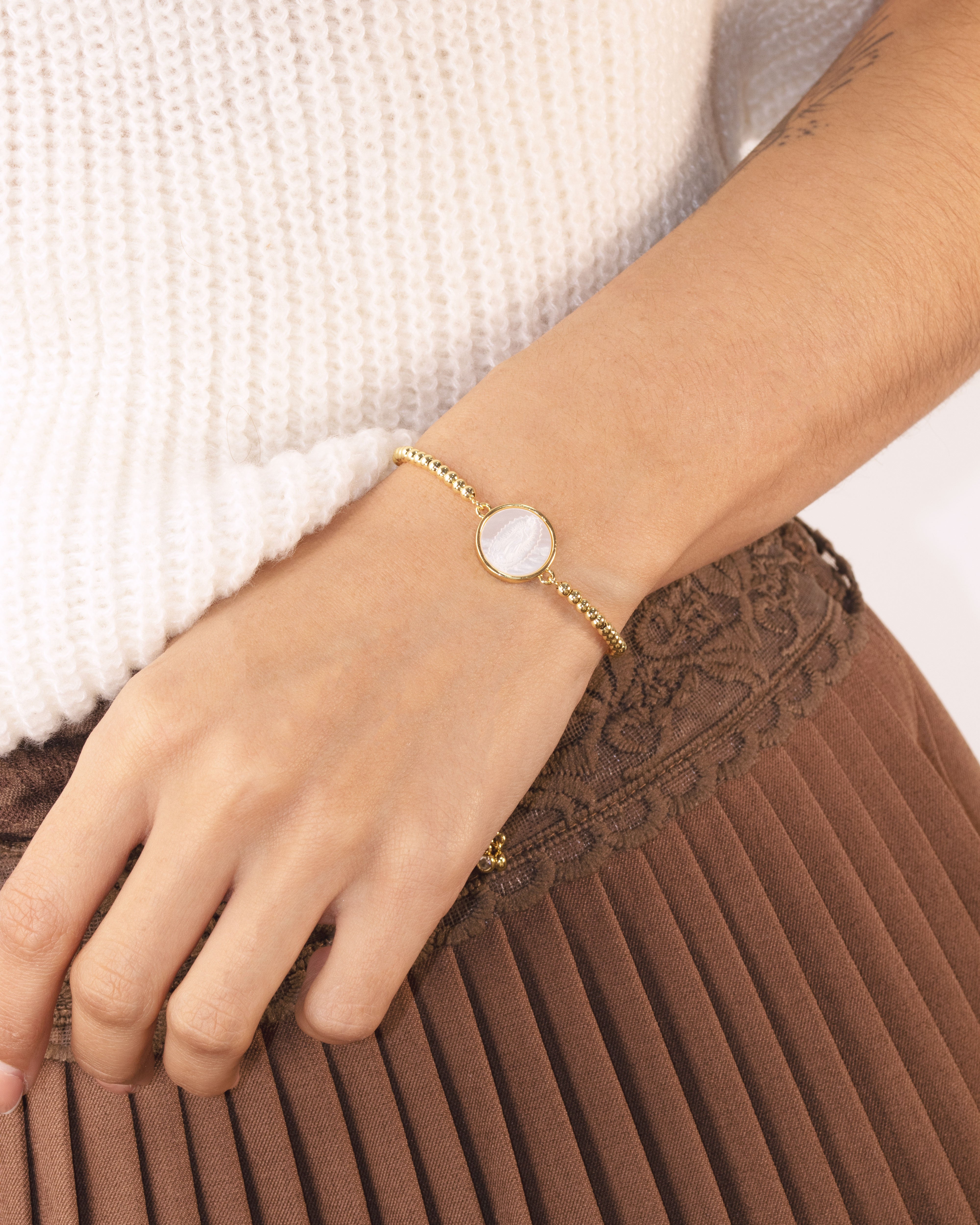 DIJE PULSERA GUADALUPE NACAR BAÑO EN RODIO