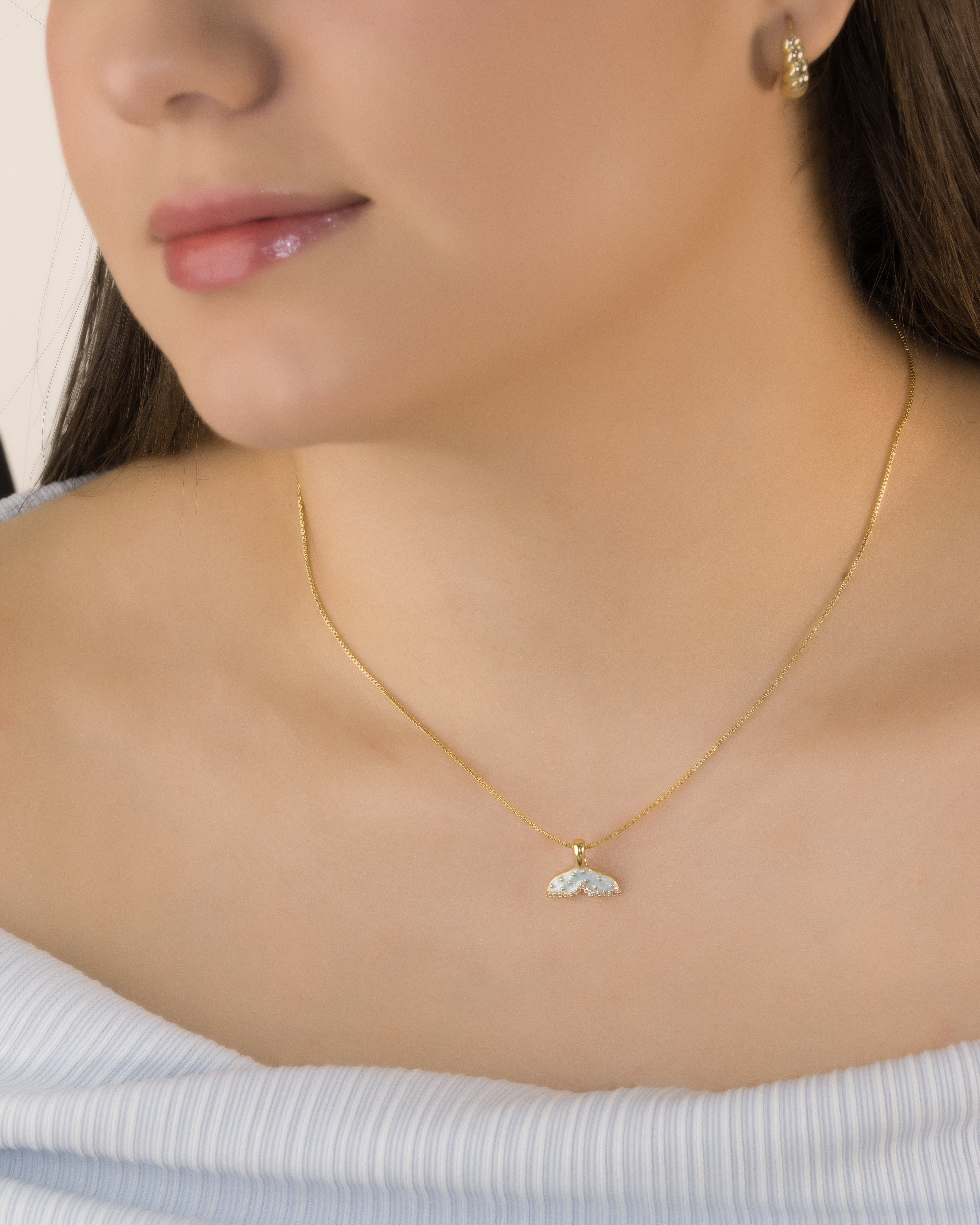 DIJE COLA SIRENITA AZUL BAÑO EN RODIO