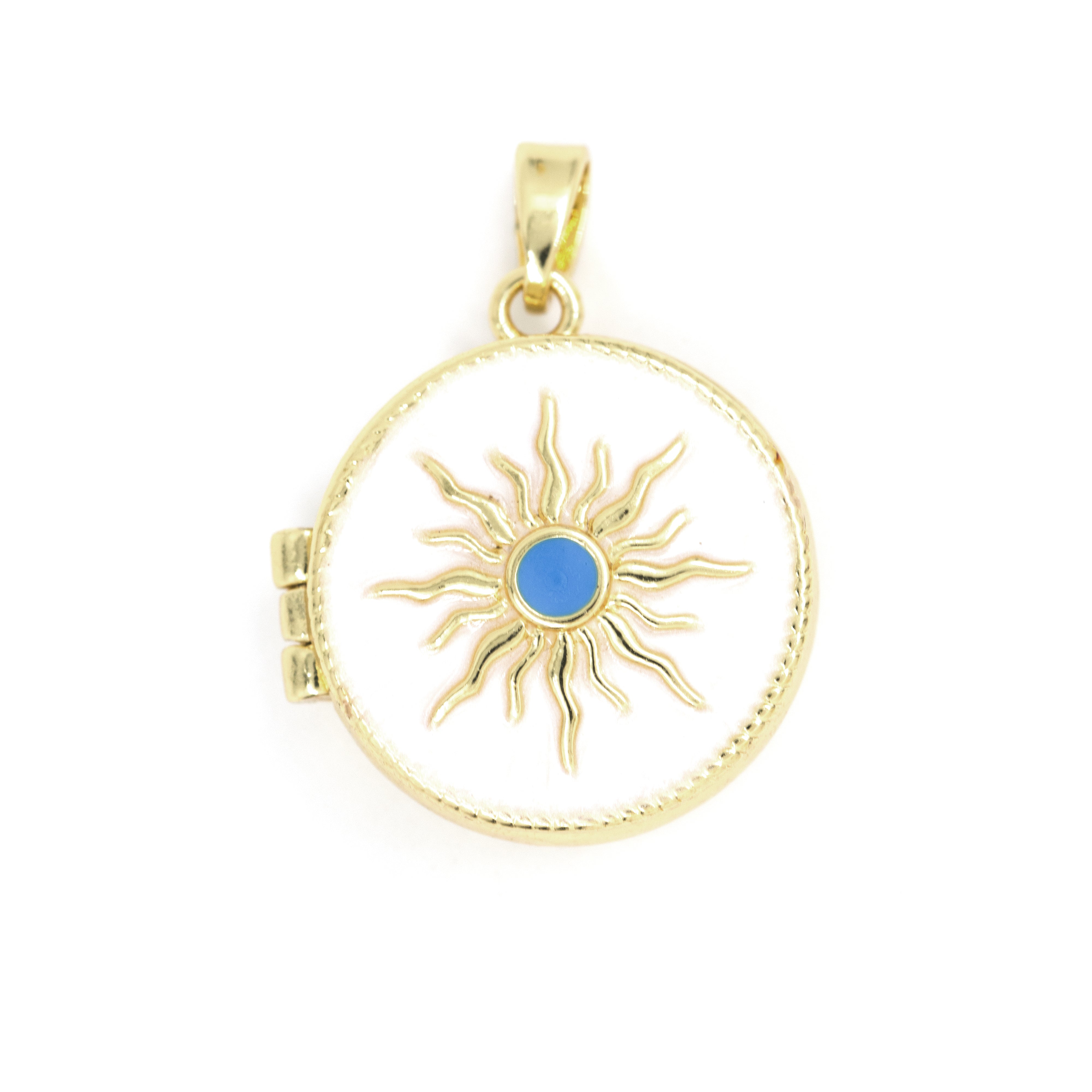 DIJE RELICARIO SUN BLUE BAÑO EN RODIO