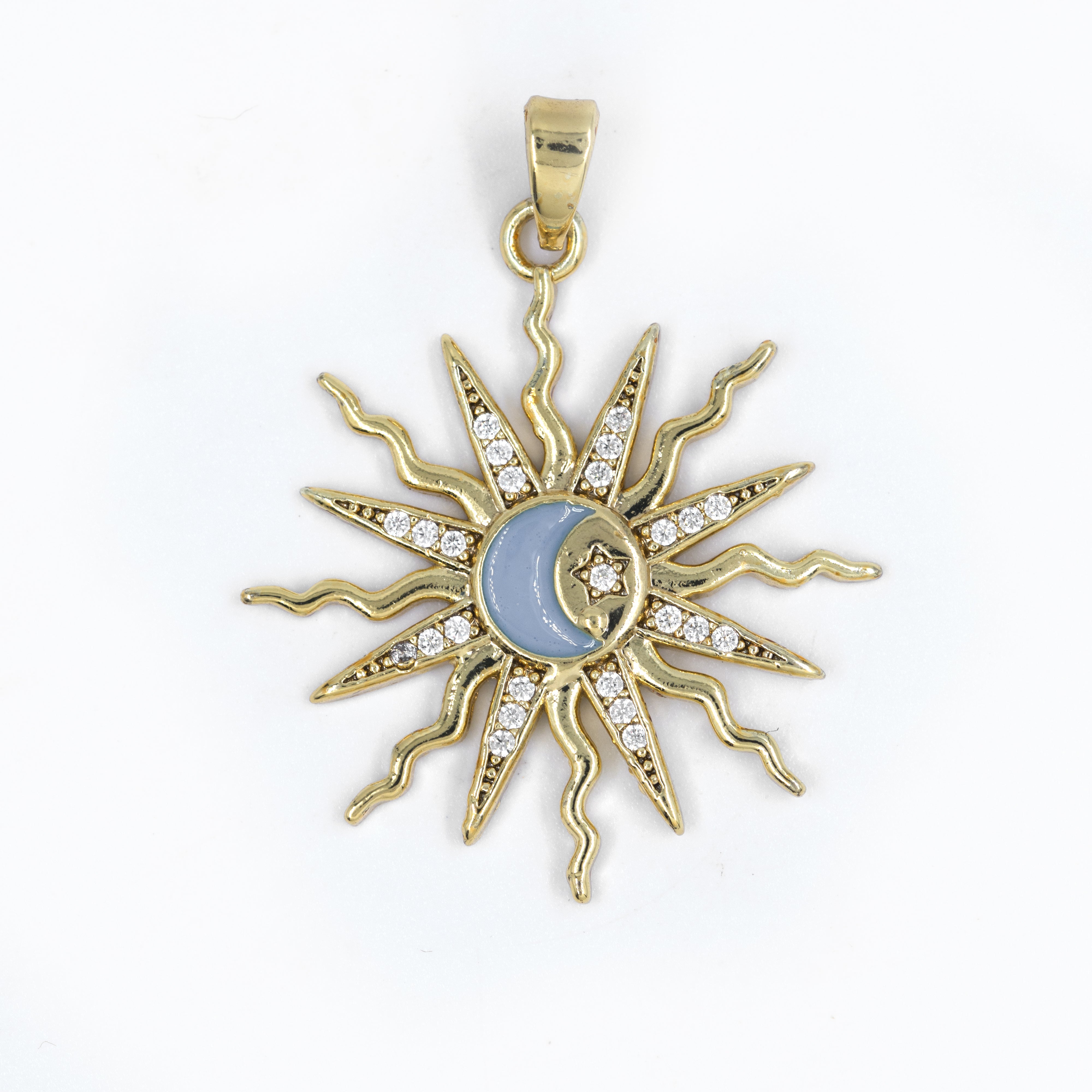 DIJE ECLIPSE AZUL BAÑO EN RODIO