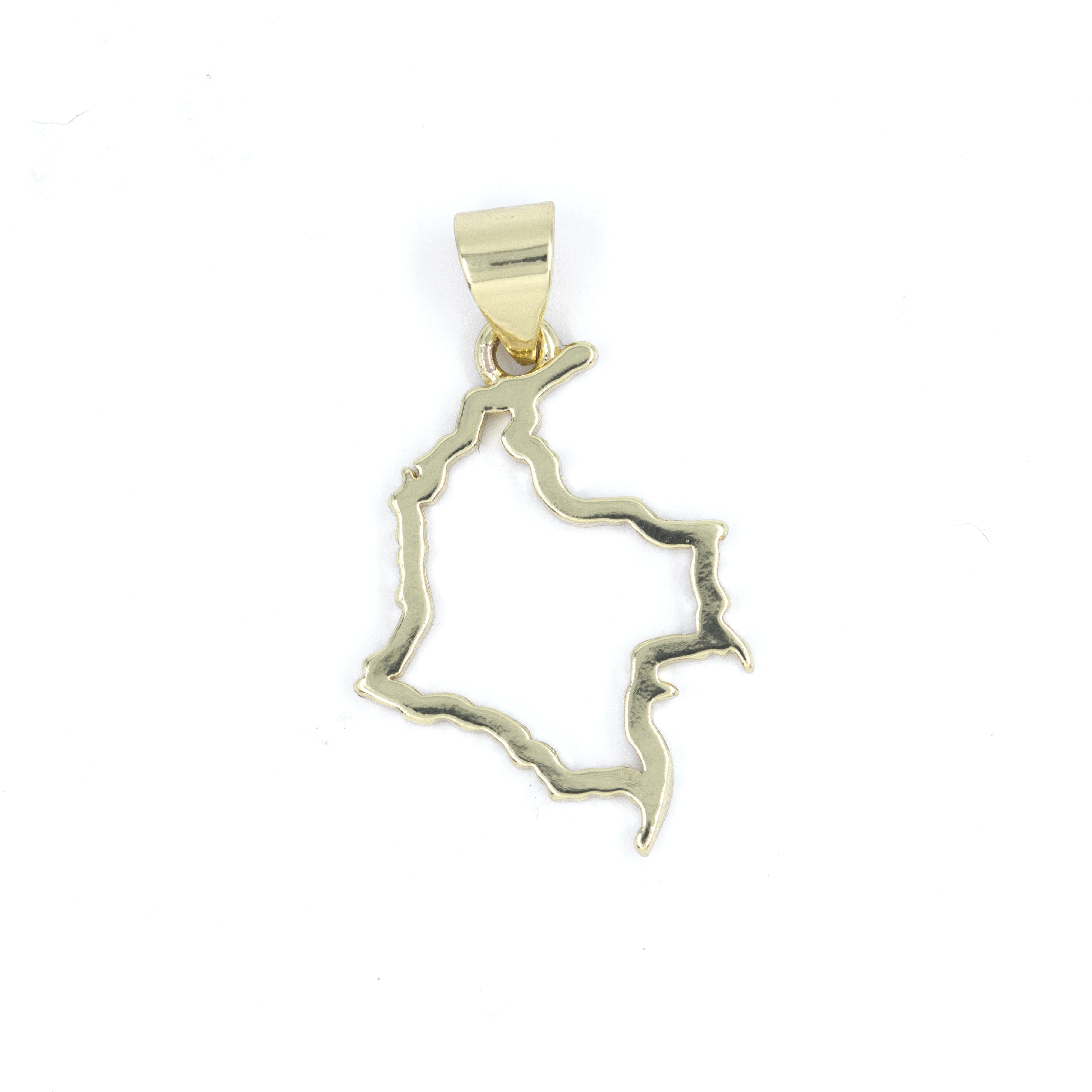 DIJE COLOMBIA SILUETA DORADA BAÑO EN RODIO