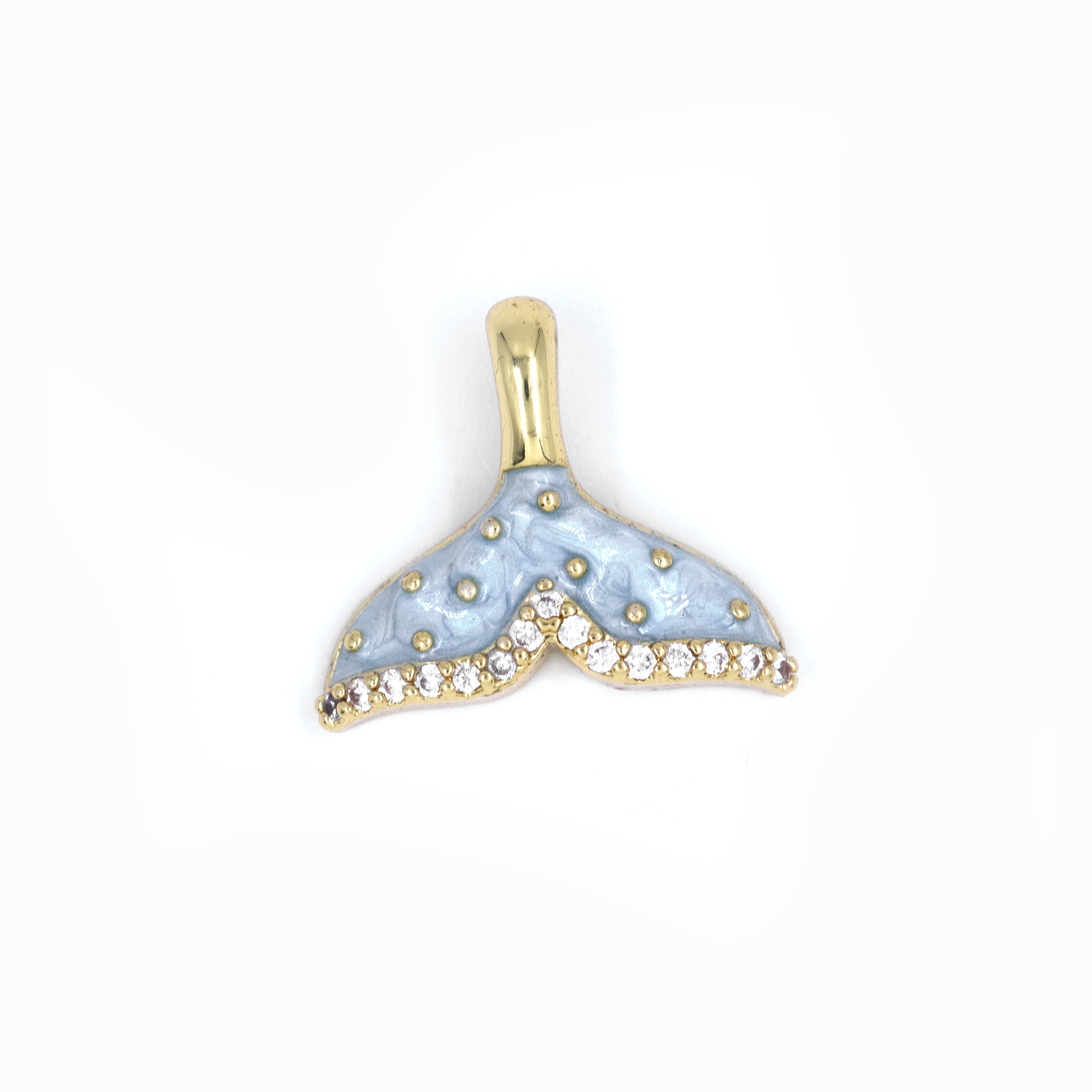 DIJE COLA SIRENITA AZUL BAÑO EN RODIO