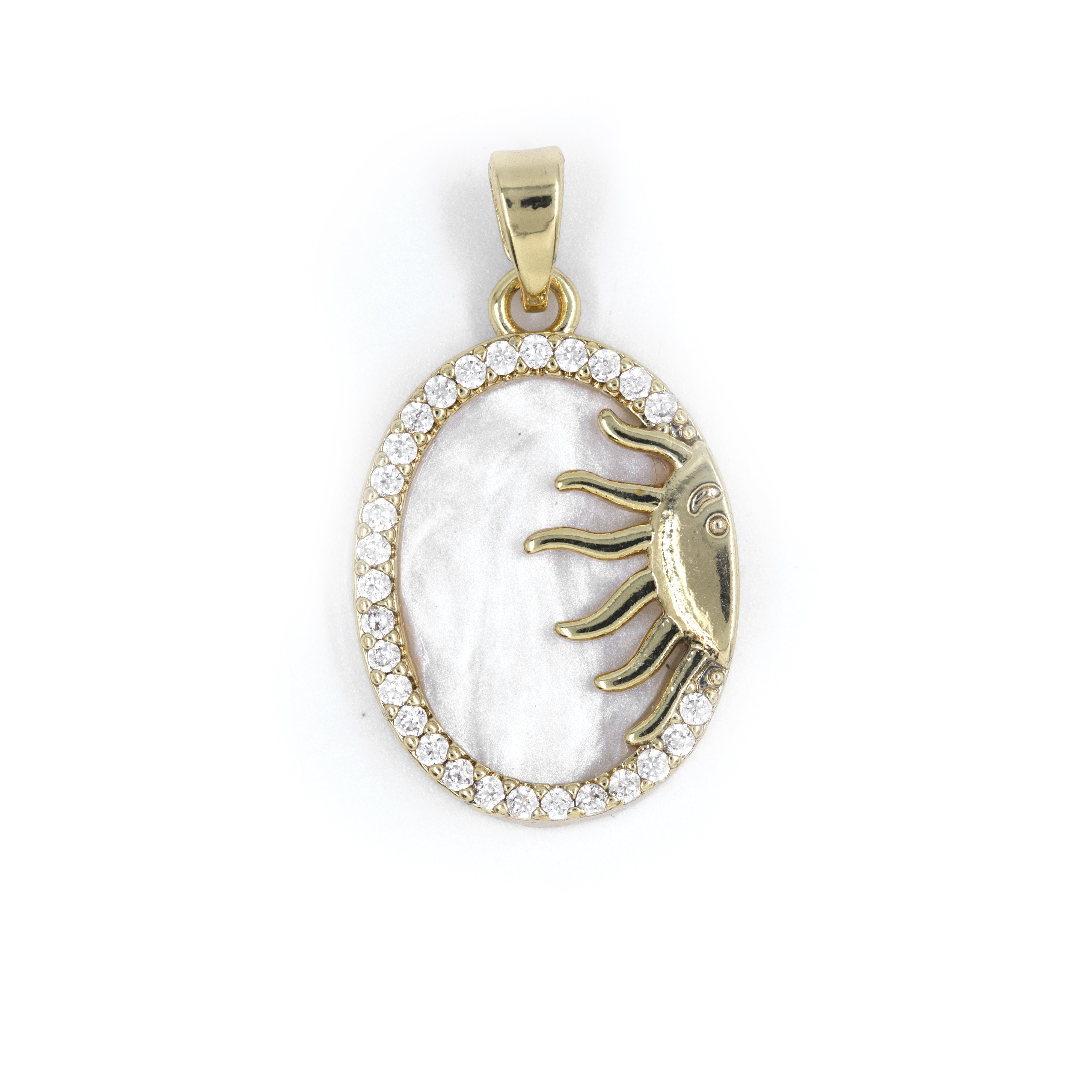 DIJE MEDALLON SOLAR BLANCO BAÑO EN RODIO