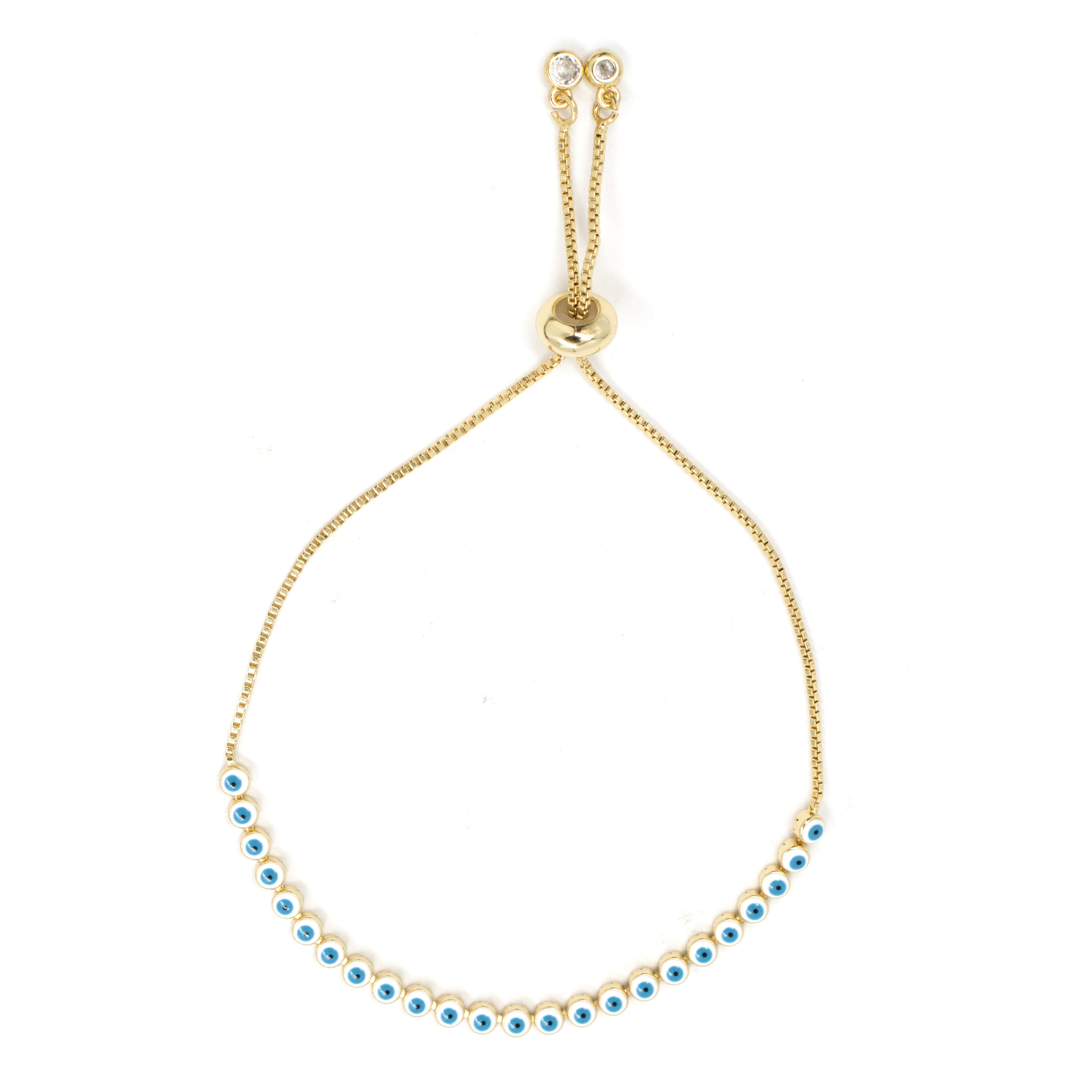 PULSERA OJO TURCO PEQUEÑO BAÑO EN RODIO