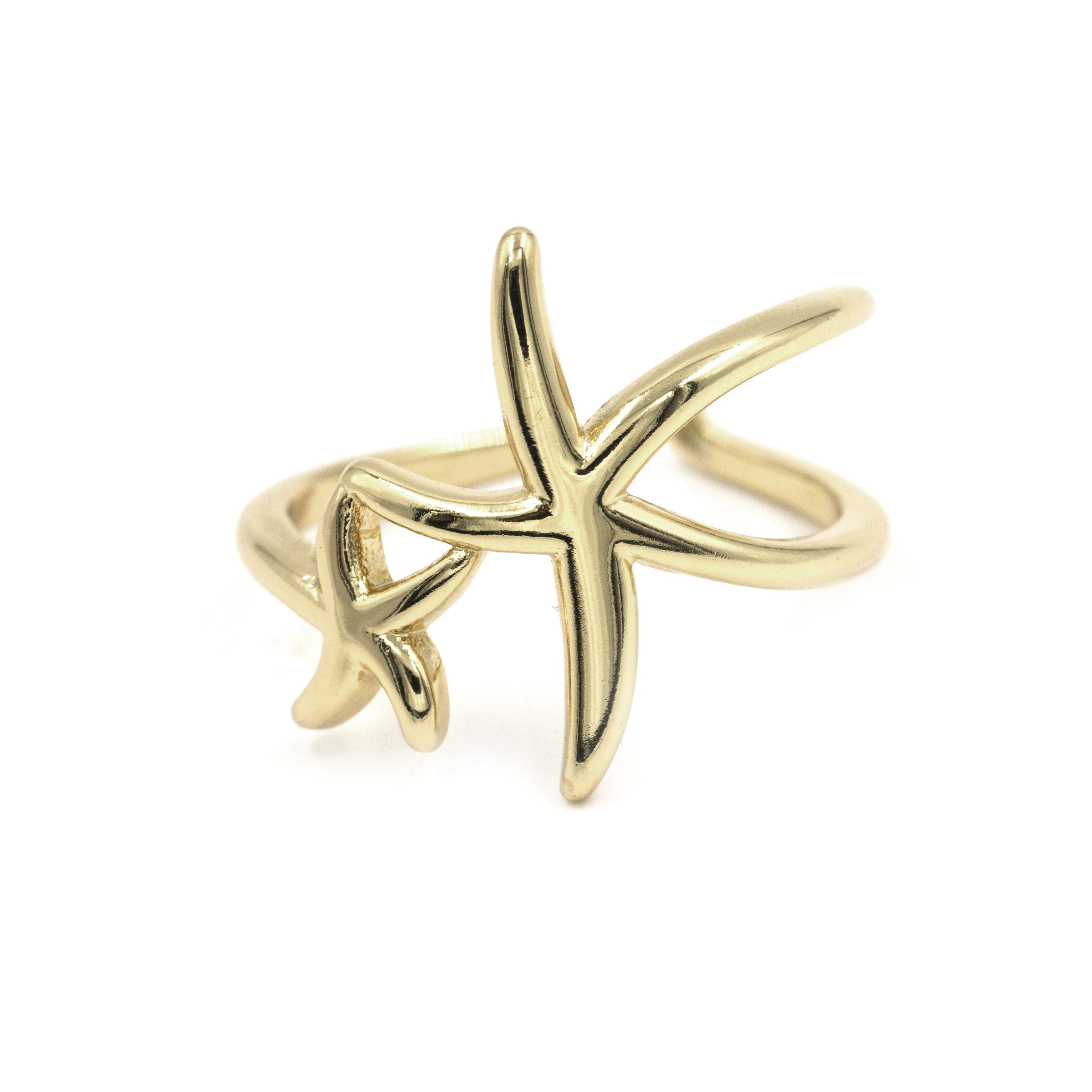 ANILLO ESTRELLA DE MAR DOBLE BAÑO EN RODIO