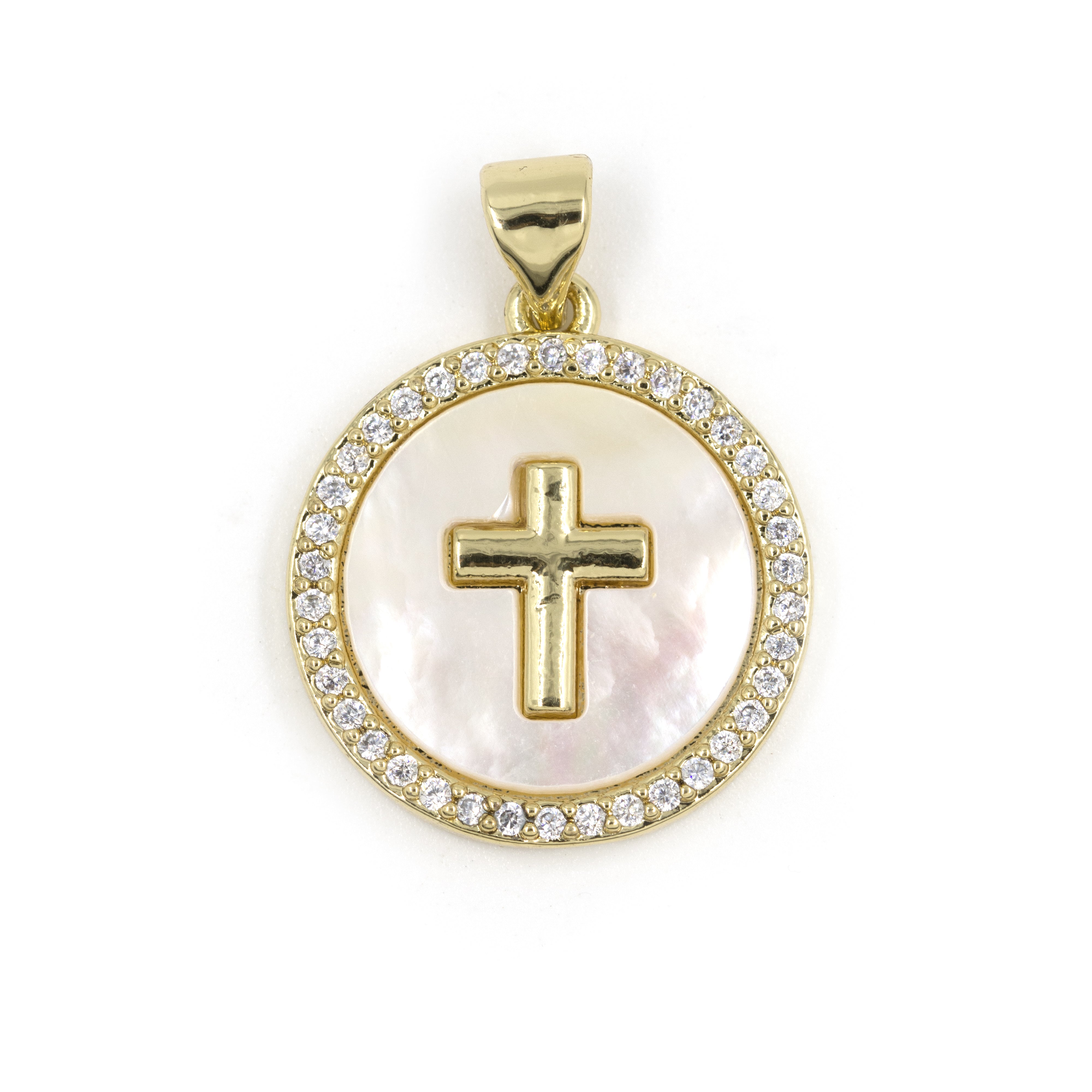 DIJE MEDALLON CRUZ BAÑO EN RODIO