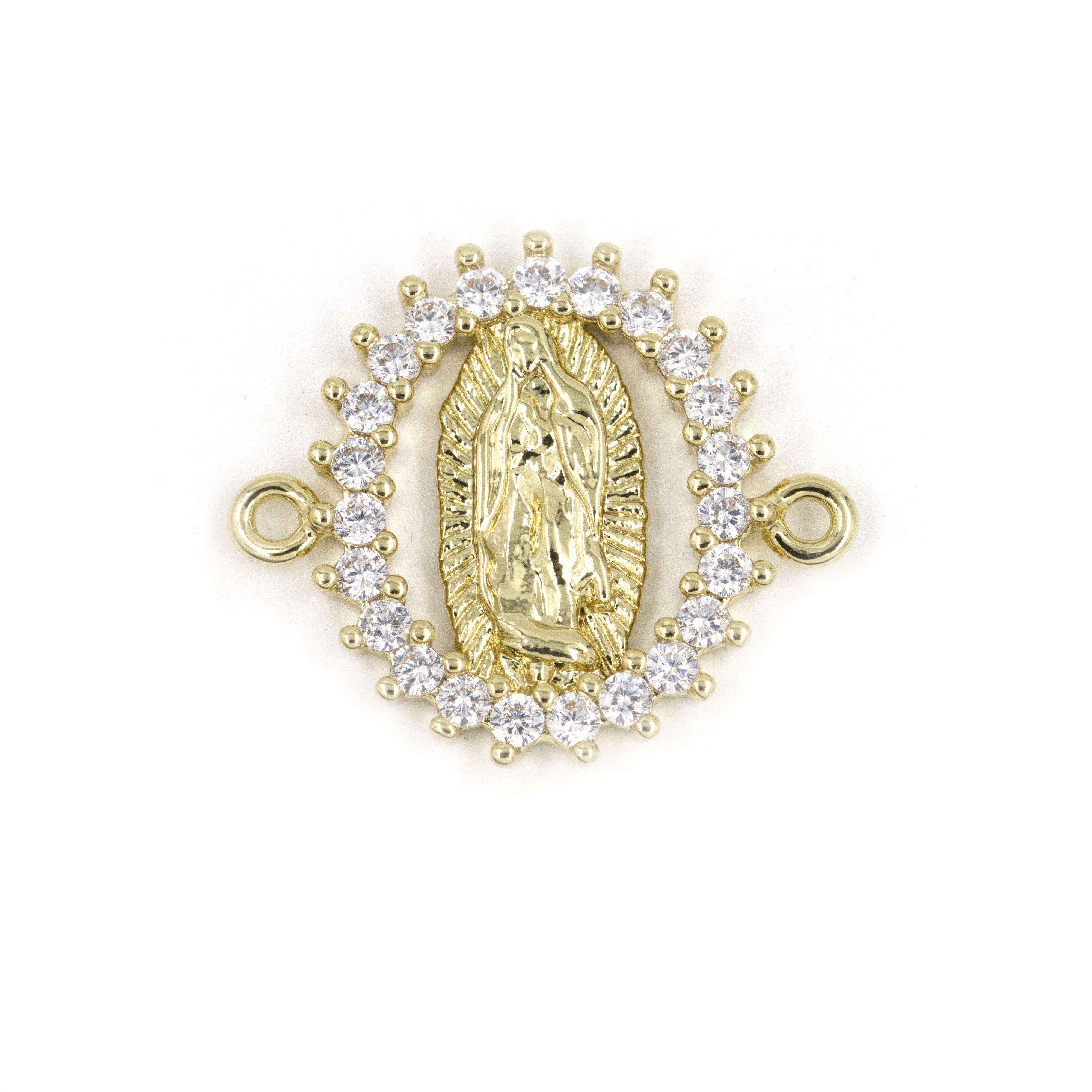 DIJE PULSERA GUADALUPE CIRCONADA BAÑO EN RODIO