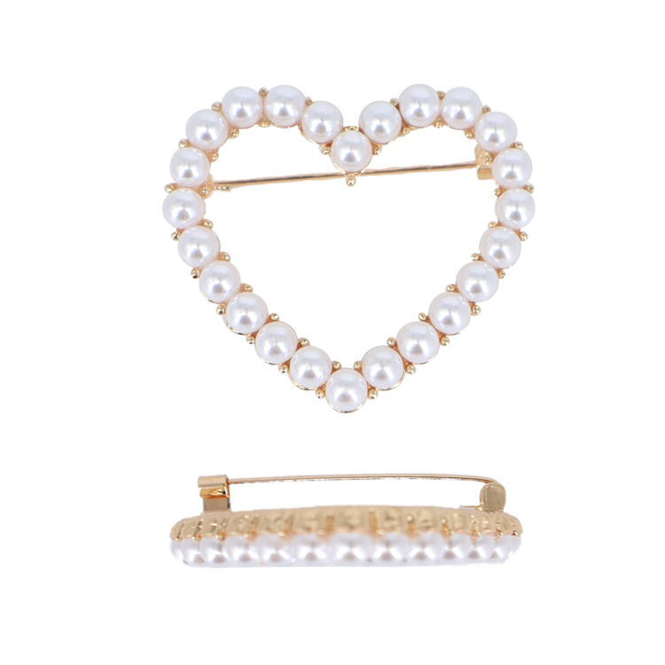 PIN CORAZON PERLA DORADO