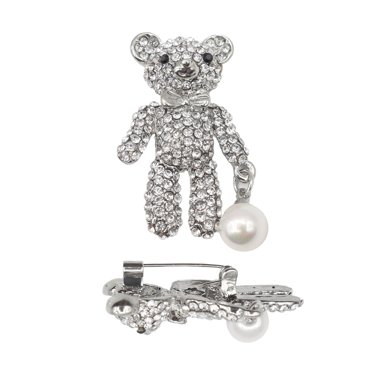 OSO CON PERLA Y CIRCONES BLANCOS