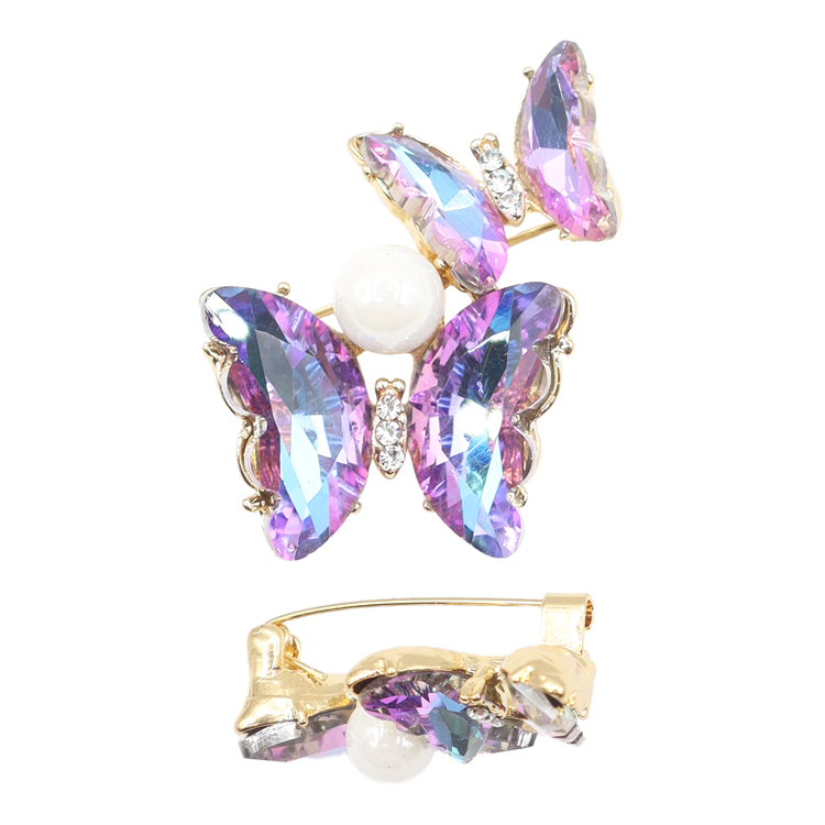 PIN MARIPOSAS MORADA CON VISOS AZULES BAÑO EN RODIO