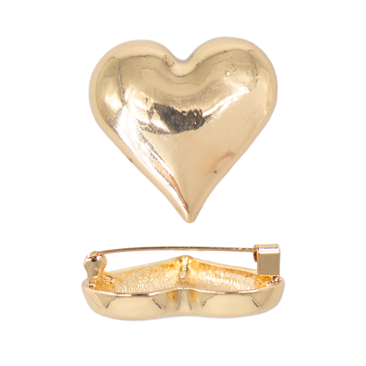 PIN CORAZON DORADO BAÑO EN RODIO