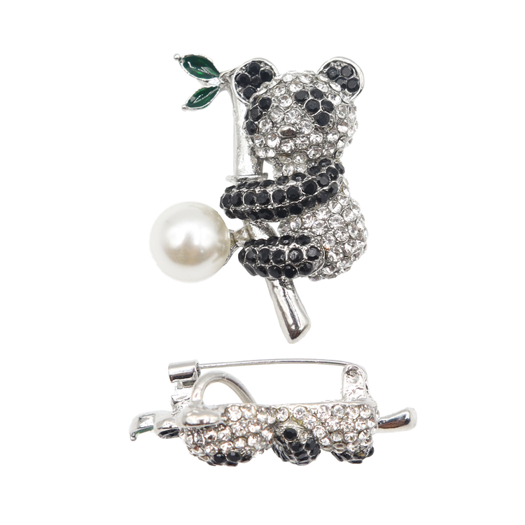 PIN PANDA PLATEADO BAÑO EN RODIO