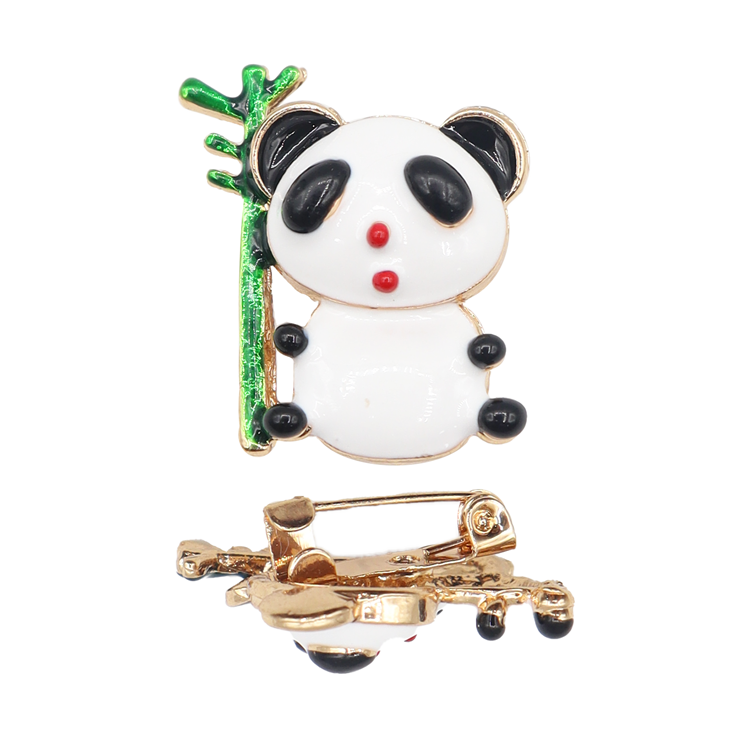 PIN PANDA CON BAMBU BAÑO EN RODIO