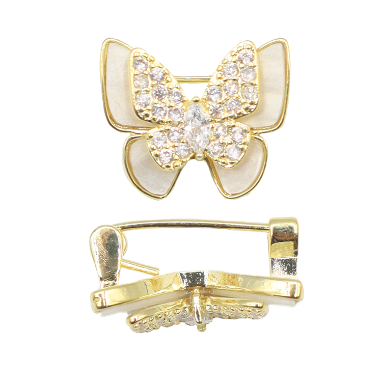 PIN MARIPOSA PEQUEÑA MARMOL DORADA PREMIUM BAÑO EN RODIO
